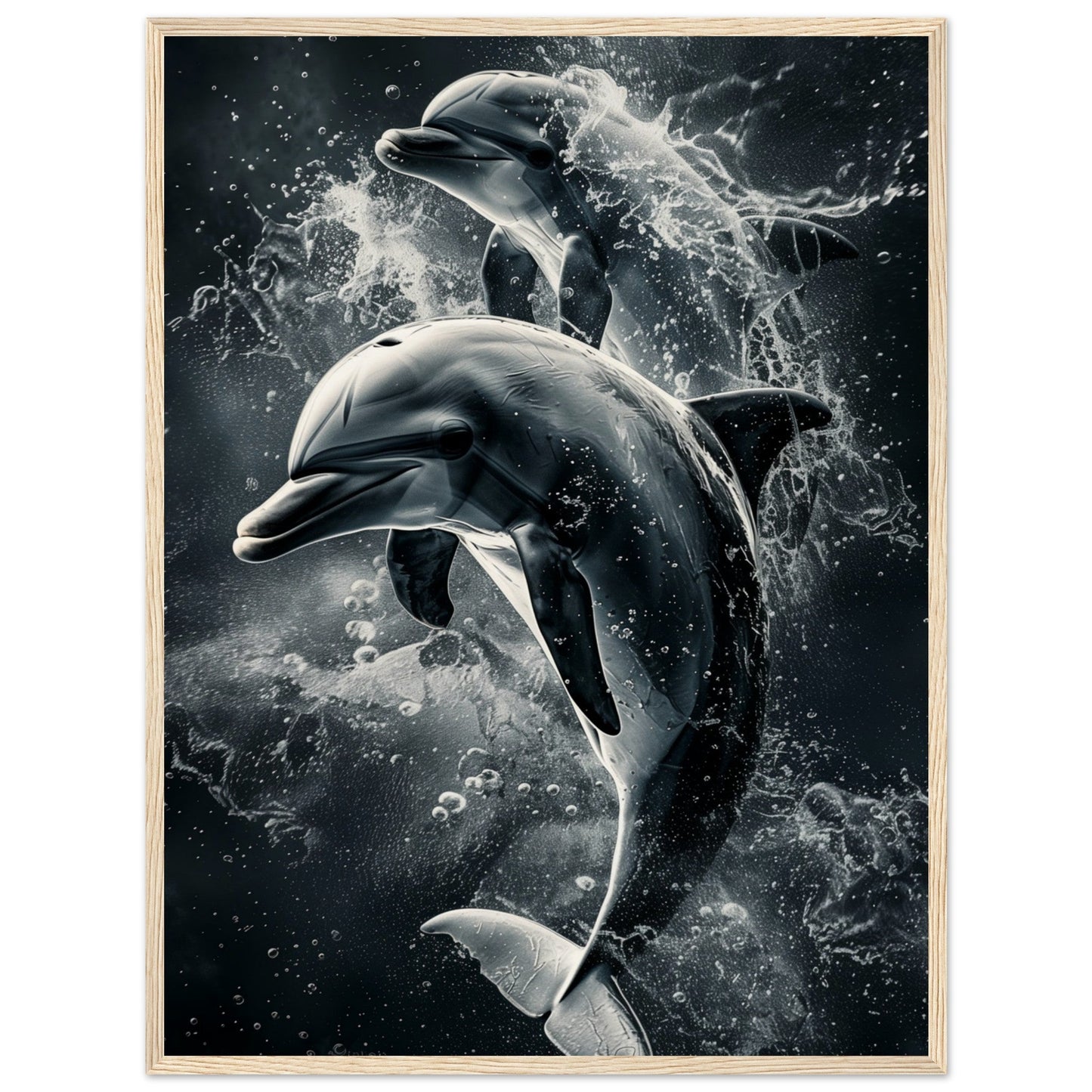 Poster Animaux Dauphin ( 60x80-cm-Bois-clair)