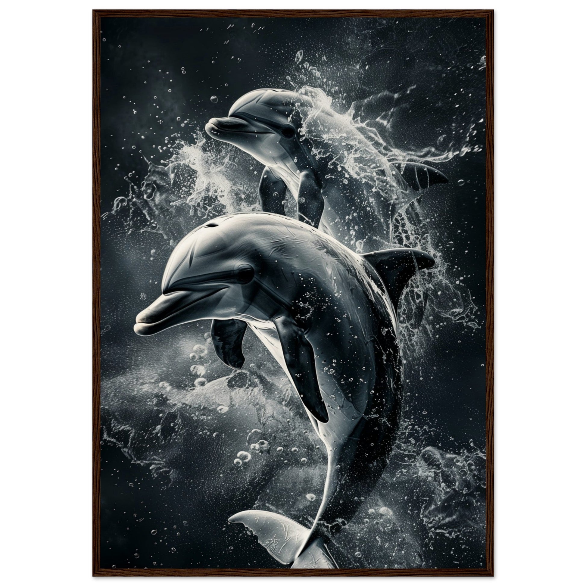 Poster Animaux Dauphin ( 70x100-cm-Bois-foncé)