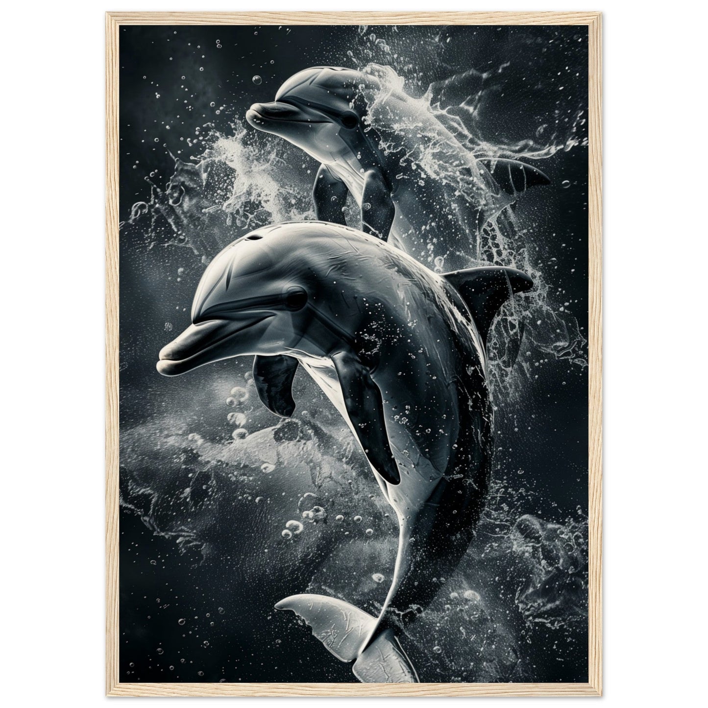 Poster Animaux Dauphin ( 50x70-cm-Bois-clair)