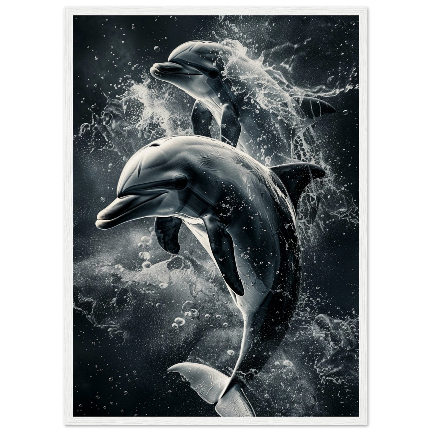 Poster Animaux Dauphin ( 50x70-cm-Bois-blanc)