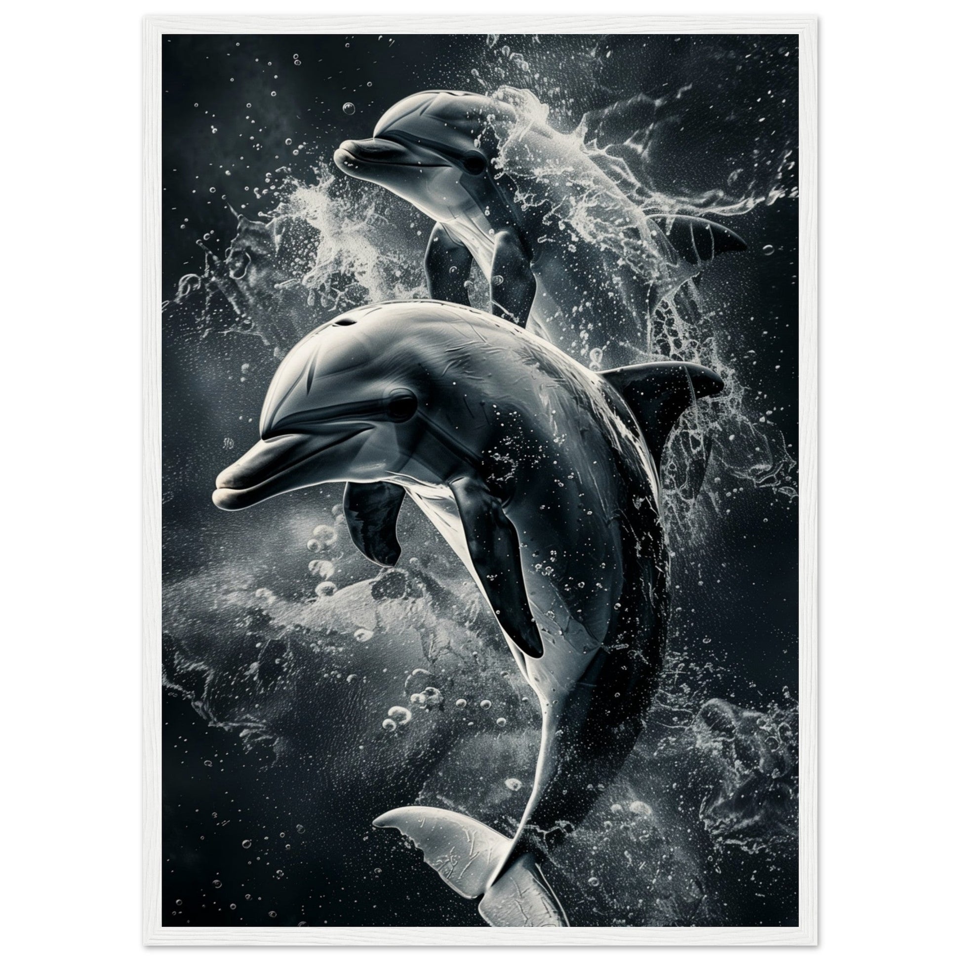 Poster Animaux Dauphin ( 50x70-cm-Bois-blanc)