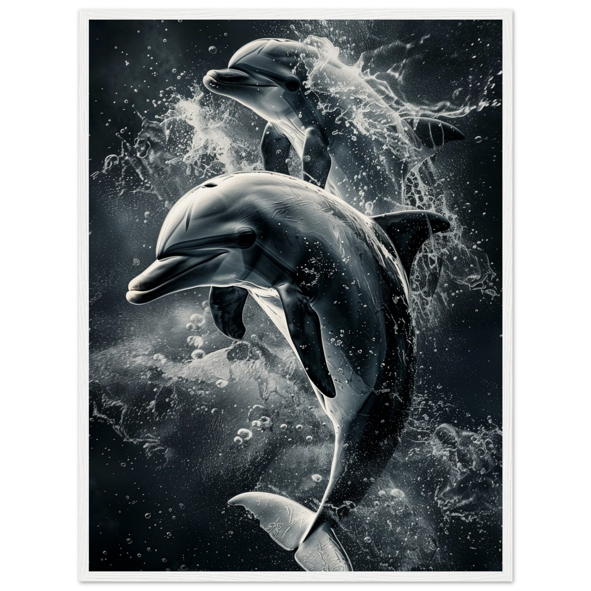 Poster Animaux Dauphin ( 60x80-cm-Bois-blanc)