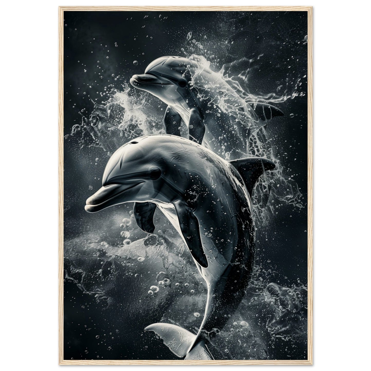 Poster Animaux Dauphin ( 70x100-cm-Bois-clair)