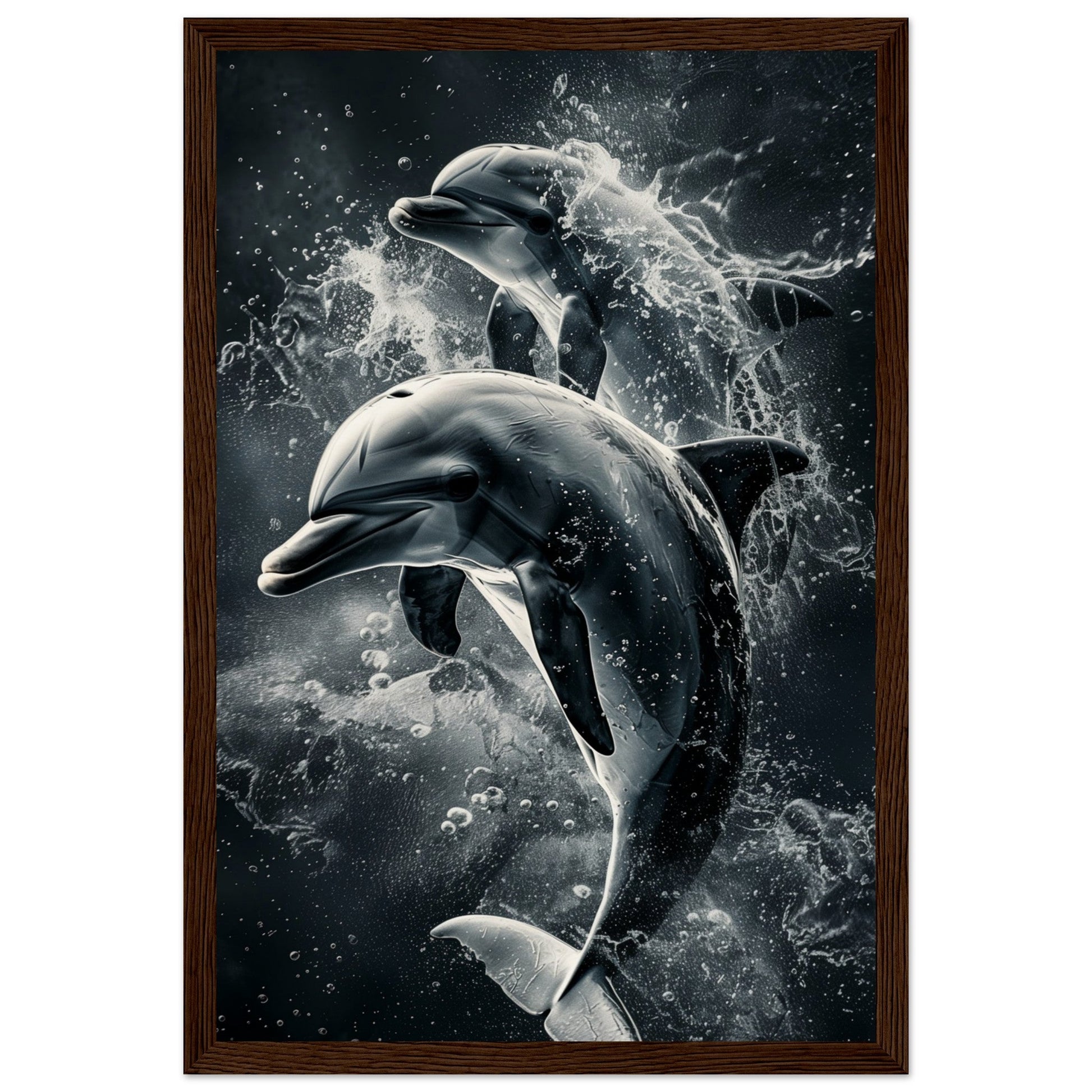 Poster Animaux Dauphin ( 30x45-cm-Bois-foncé)