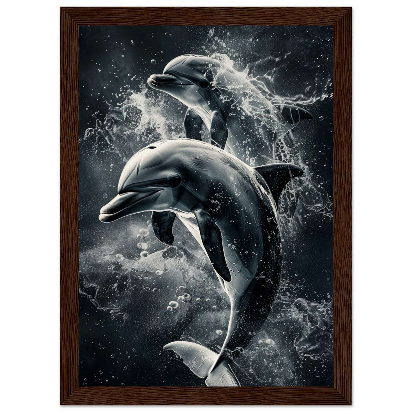 Poster Animaux Dauphin ( 21x29.7-cm-Bois-foncé)