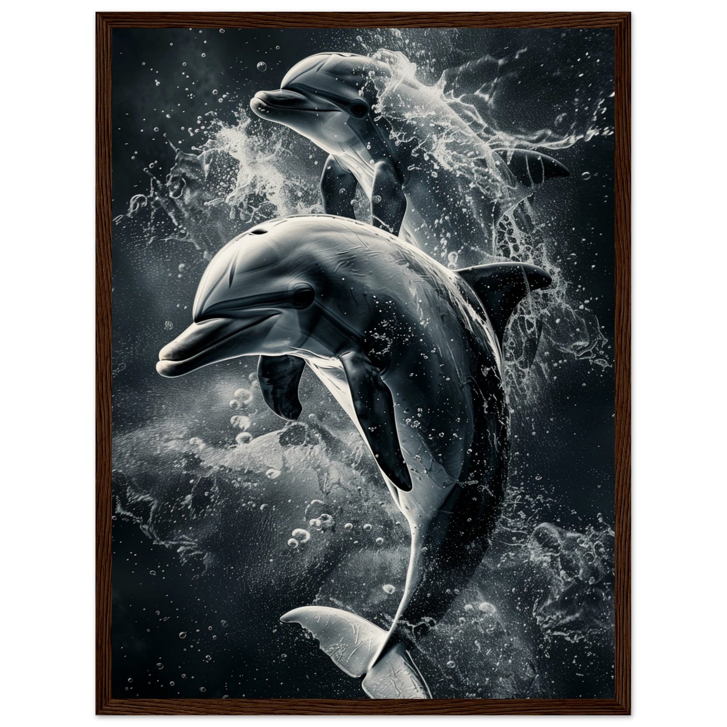 Poster Animaux Dauphin ( 45x60-cm-Bois-foncé)