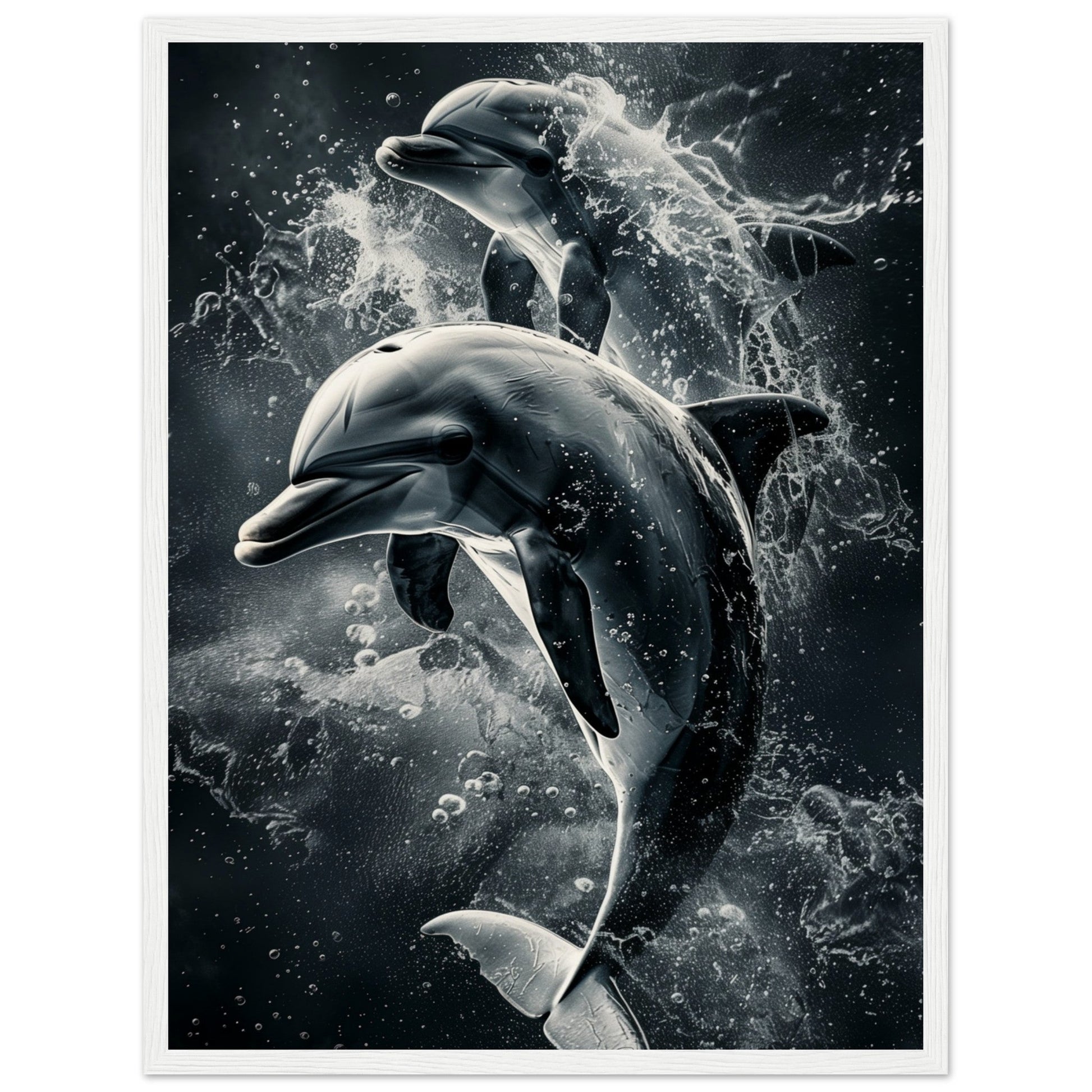 Poster Animaux Dauphin ( 45x60-cm-Bois-blanc)