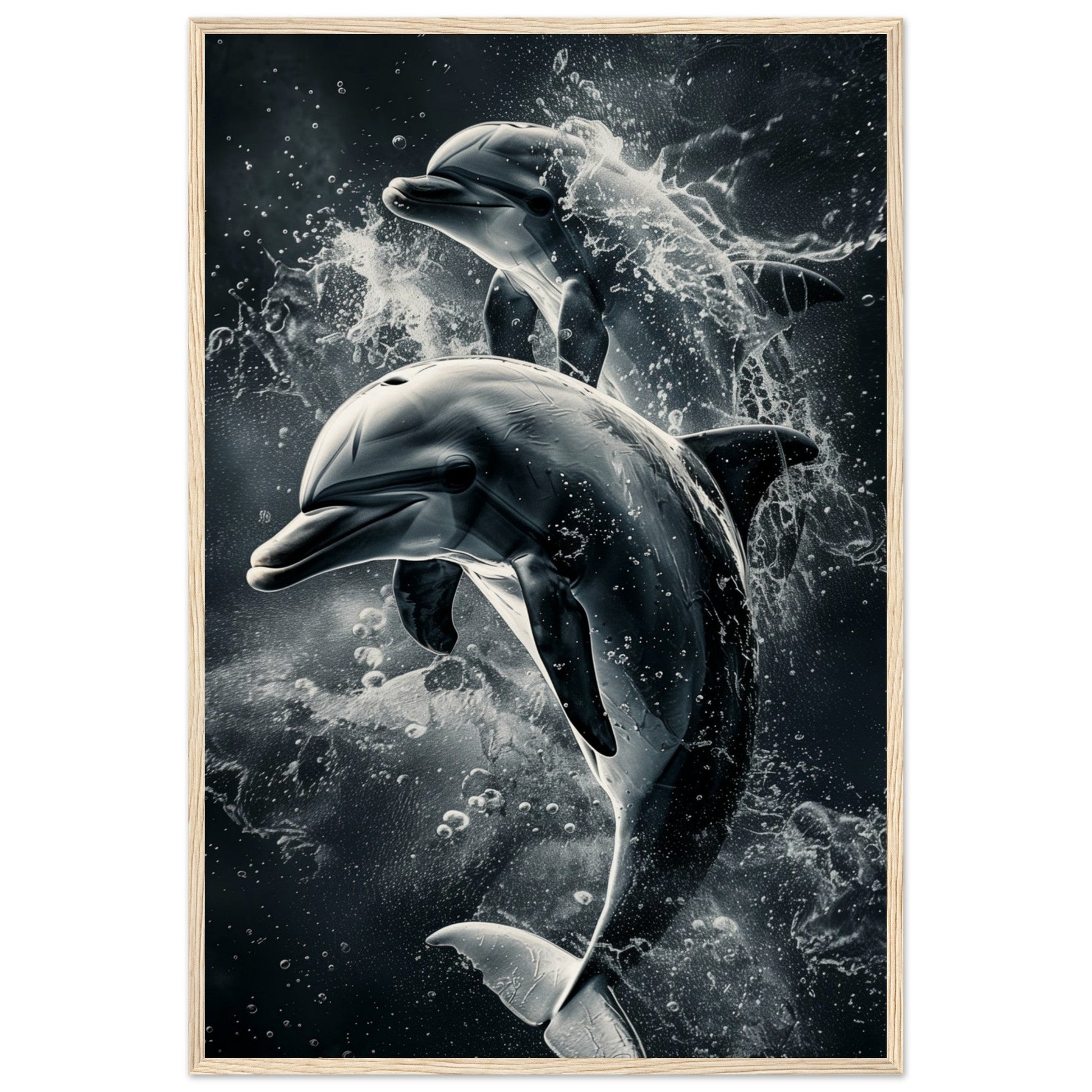 Poster Animaux Dauphin ( 60x90-cm-Bois-clair)