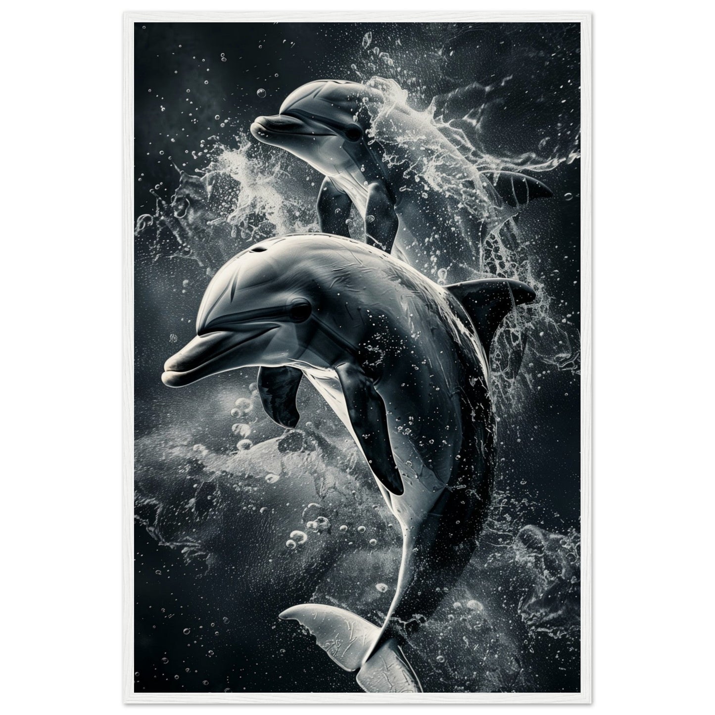 Poster Animaux Dauphin ( 60x90-cm-Bois-blanc)