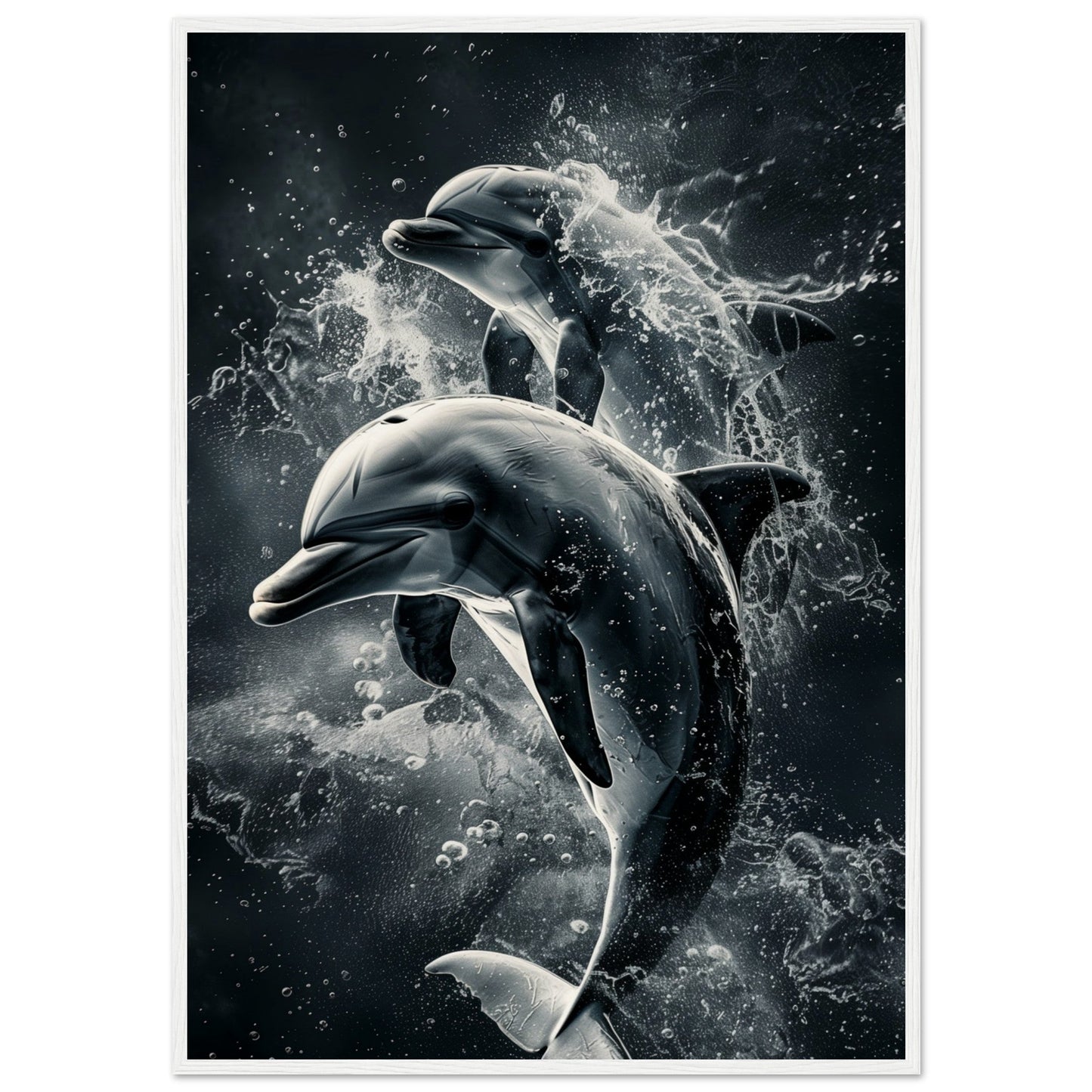 Poster Animaux Dauphin ( 70x100-cm-Bois-blanc)