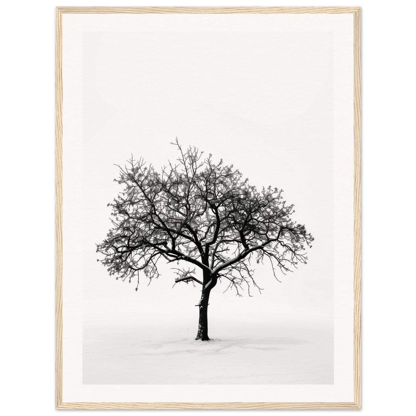 Poster Arbre Noir et Blanc ( 60x80-cm-Bois-clair)