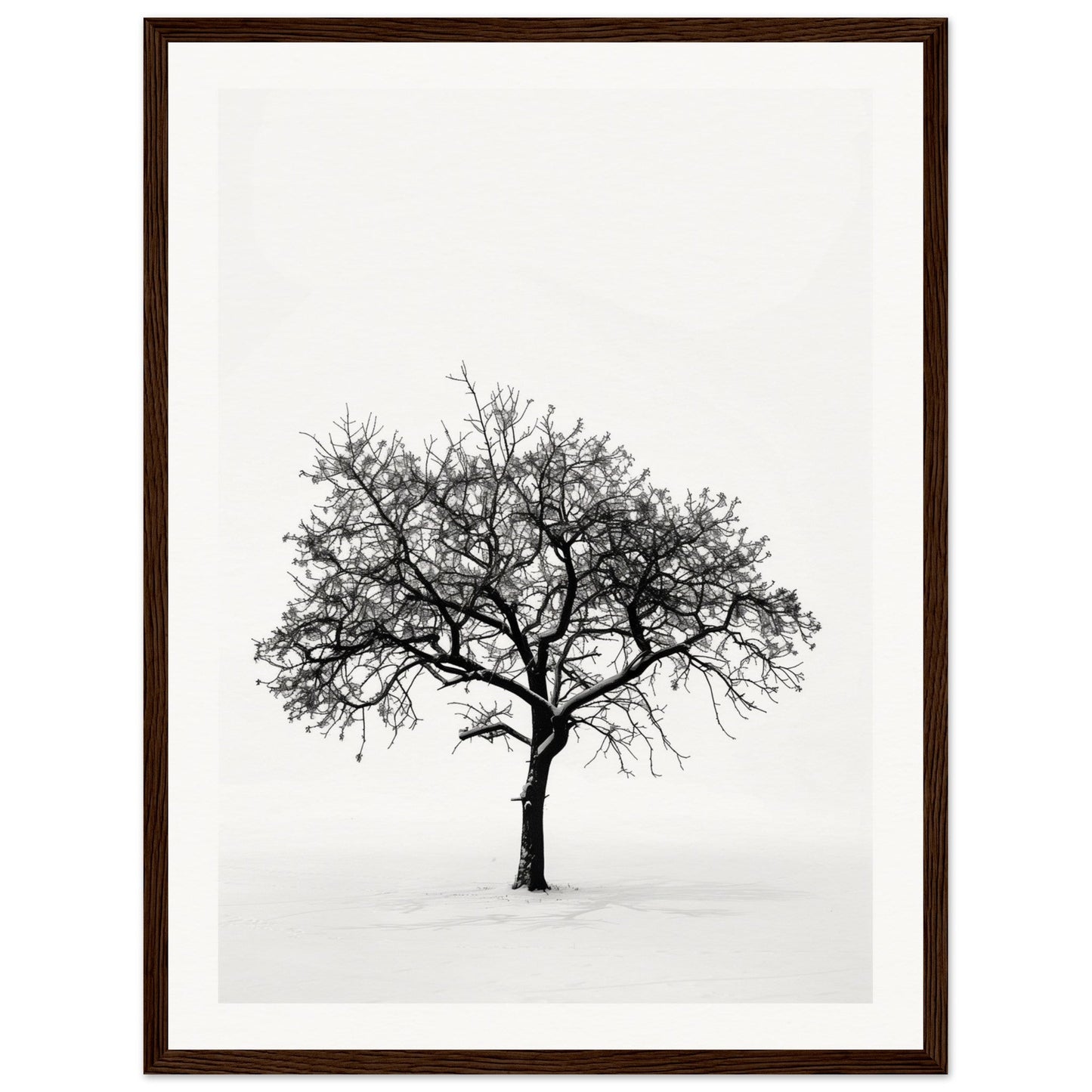 Poster Arbre Noir et Blanc ( 45x60-cm-Bois-foncé)