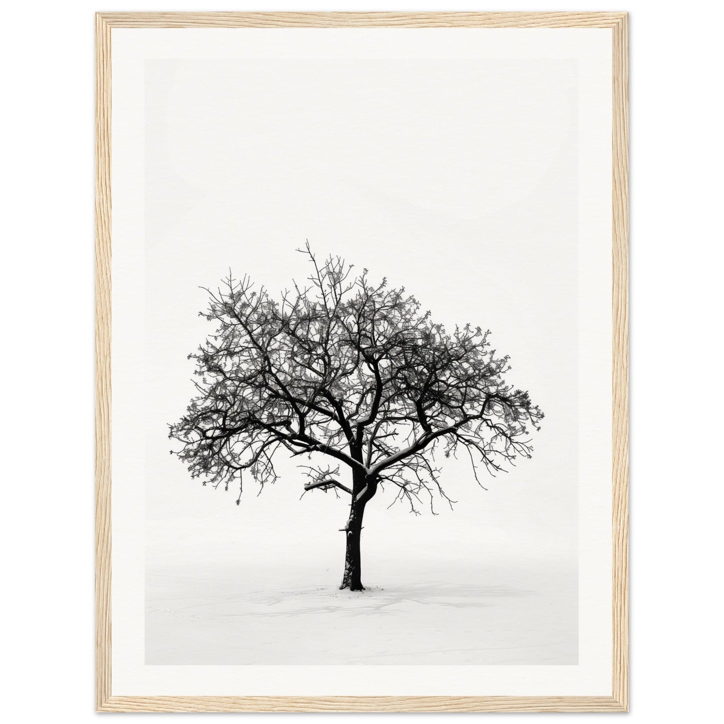 Poster Arbre Noir et Blanc ( 45x60-cm-Bois-clair)