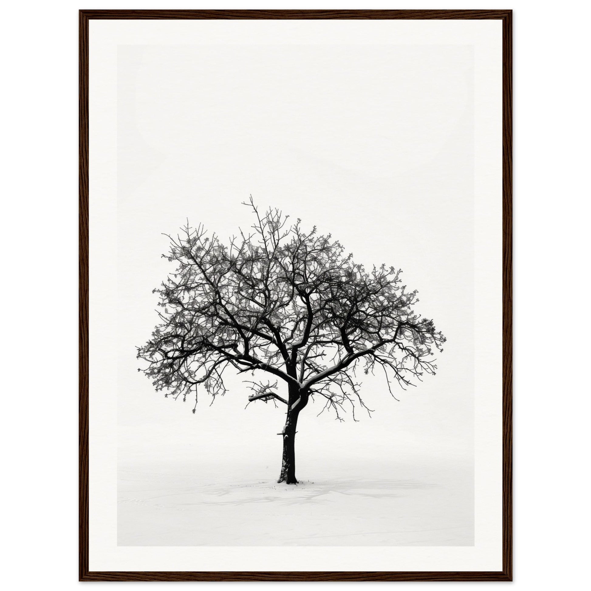 Poster Arbre Noir et Blanc ( 60x80-cm-Bois-foncé)