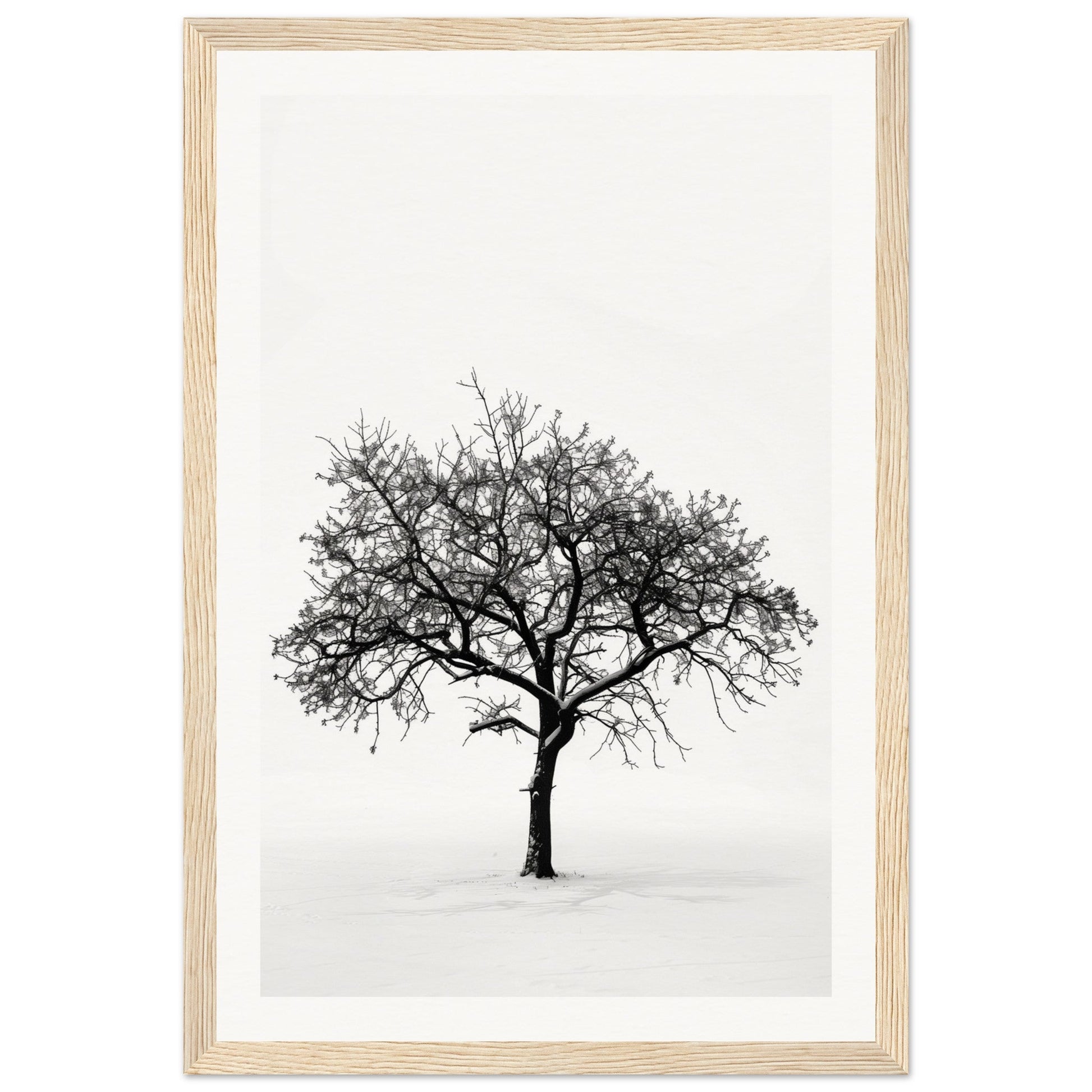 Poster Arbre Noir et Blanc ( 30x45-cm-Bois-clair)