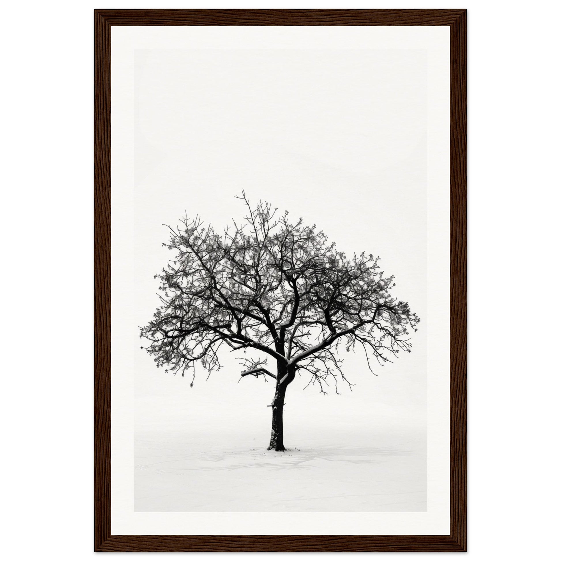 Poster Arbre Noir et Blanc ( 30x45-cm-Bois-foncé)