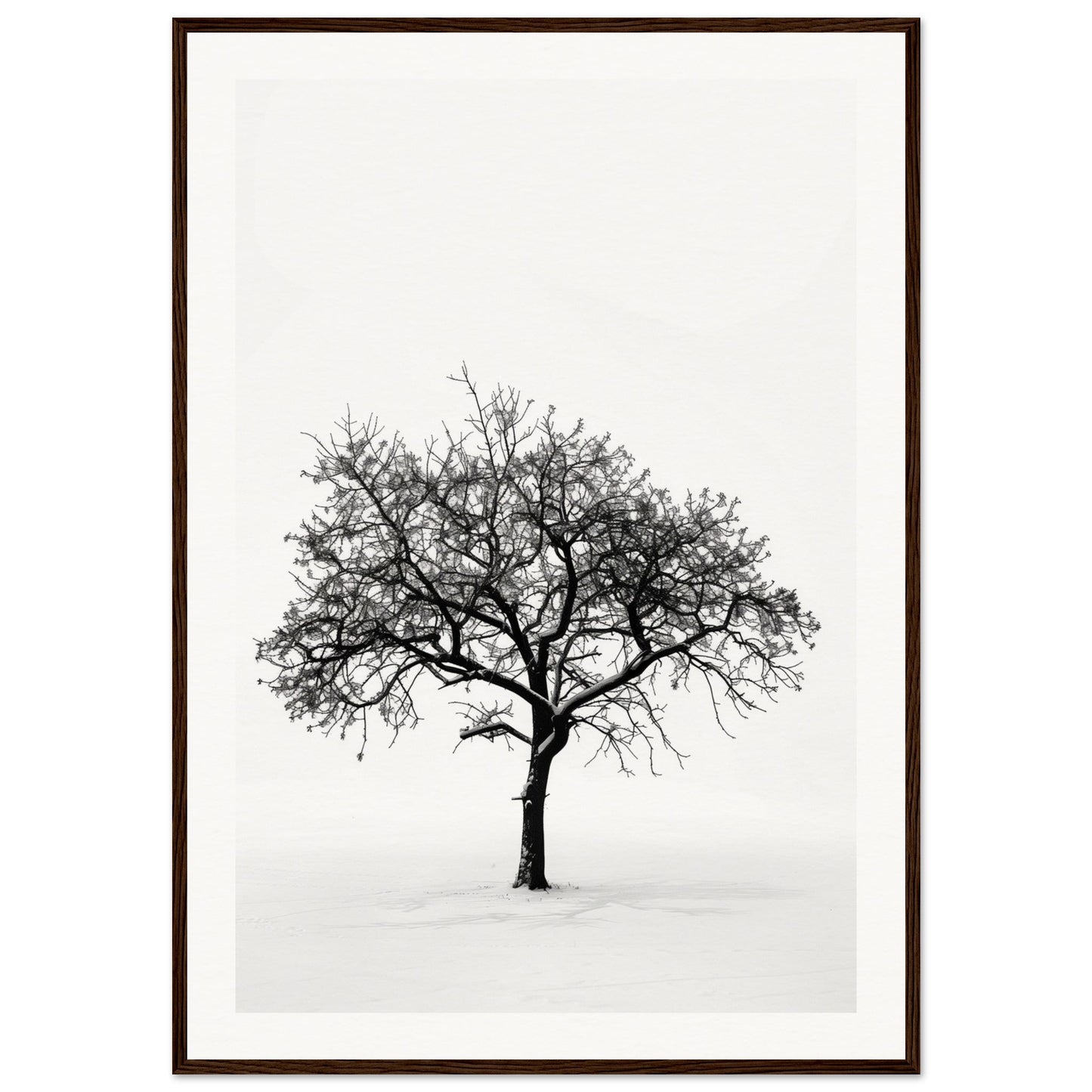 Poster Arbre Noir et Blanc ( 70x100-cm-Bois-foncé)