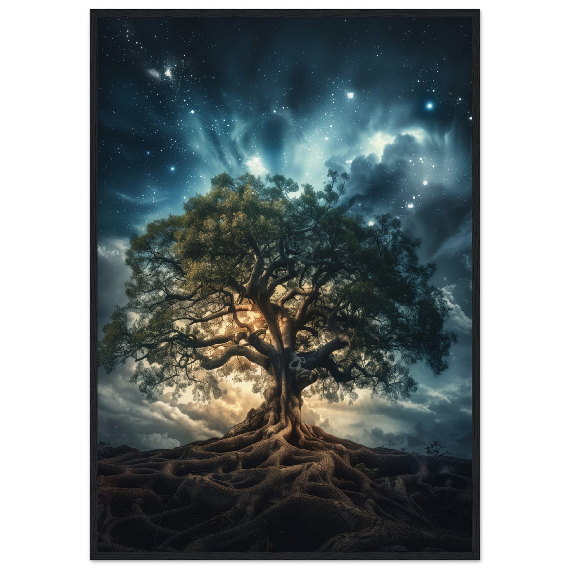 Poster Arbre de Vie ( 70x100-cm-Bois-noir)