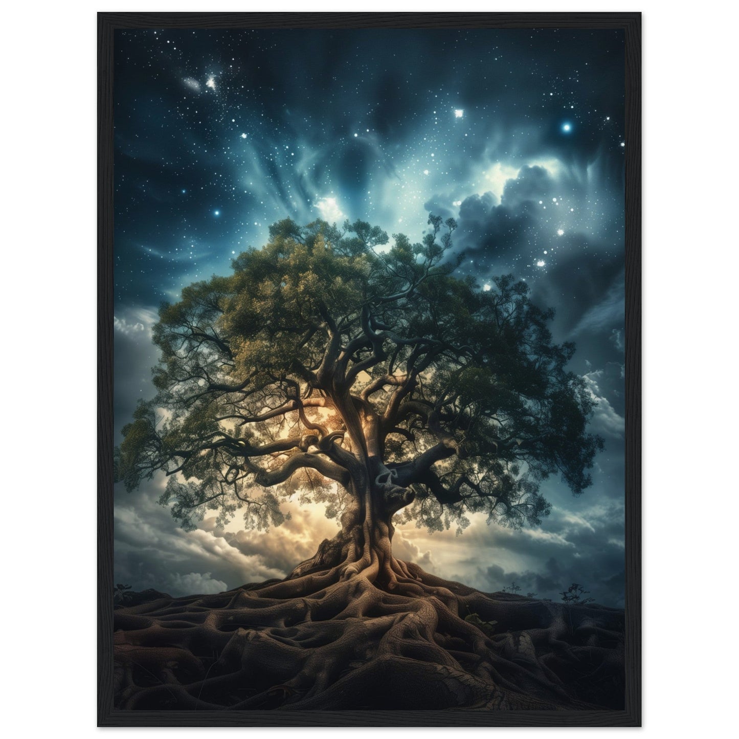 Poster Arbre de Vie ( 45x60-cm-Bois-noir)