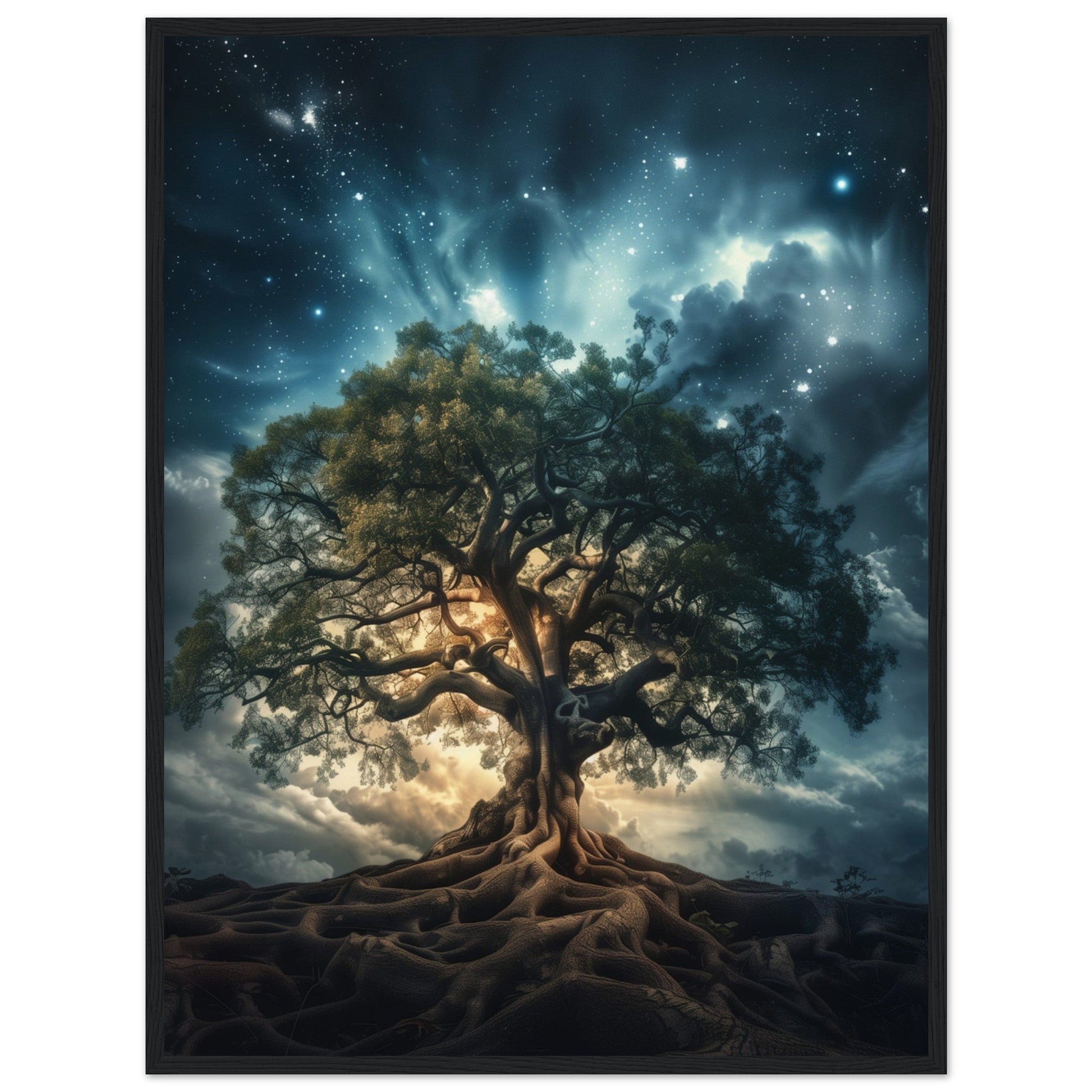 Poster Arbre de Vie ( 60x80-cm-Bois-noir)