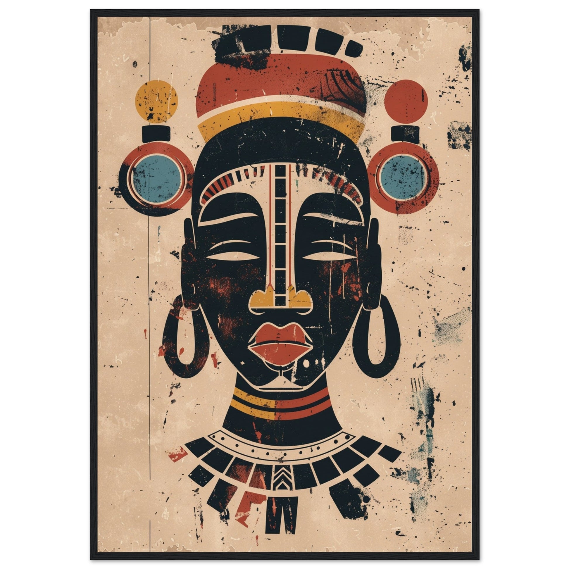 Poster Art Africain ( 70x100-cm-Bois-noir)