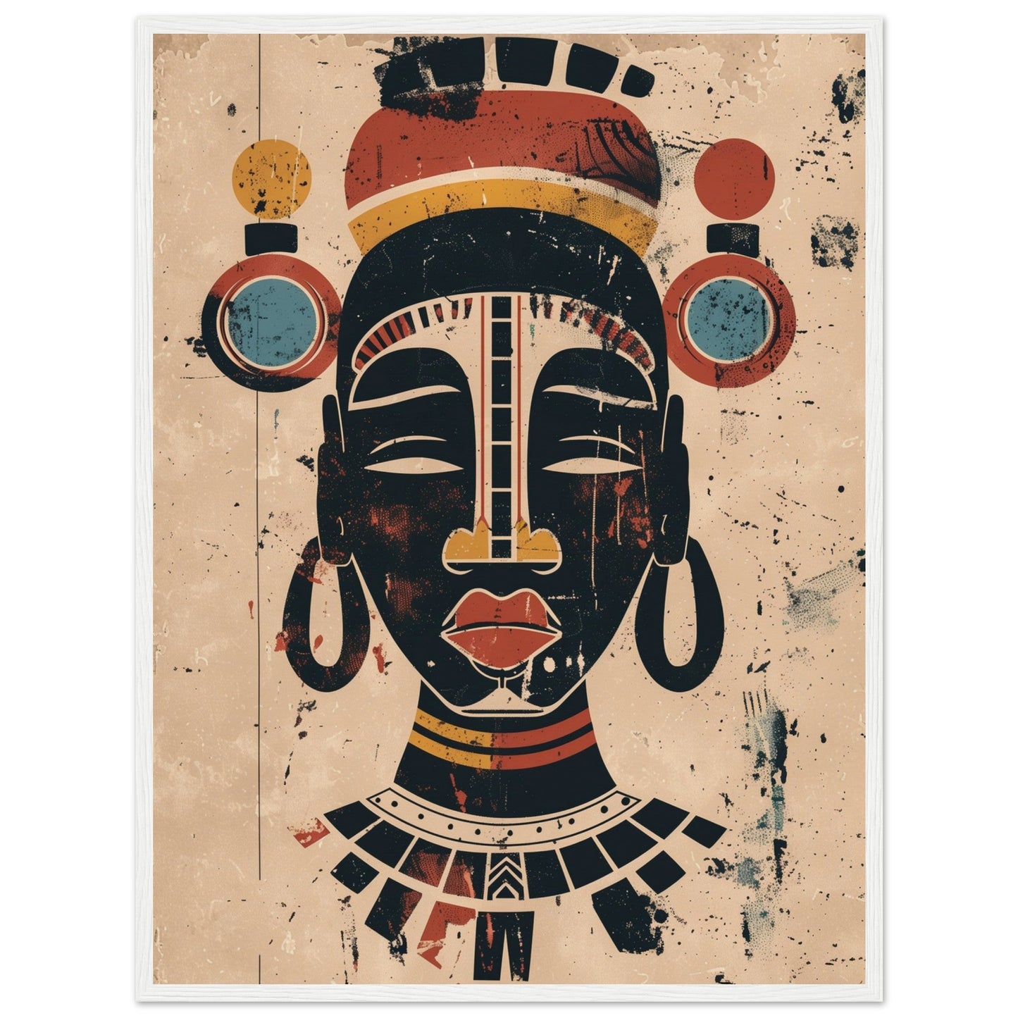 Poster Art Africain ( 60x80-cm-Bois-blanc)