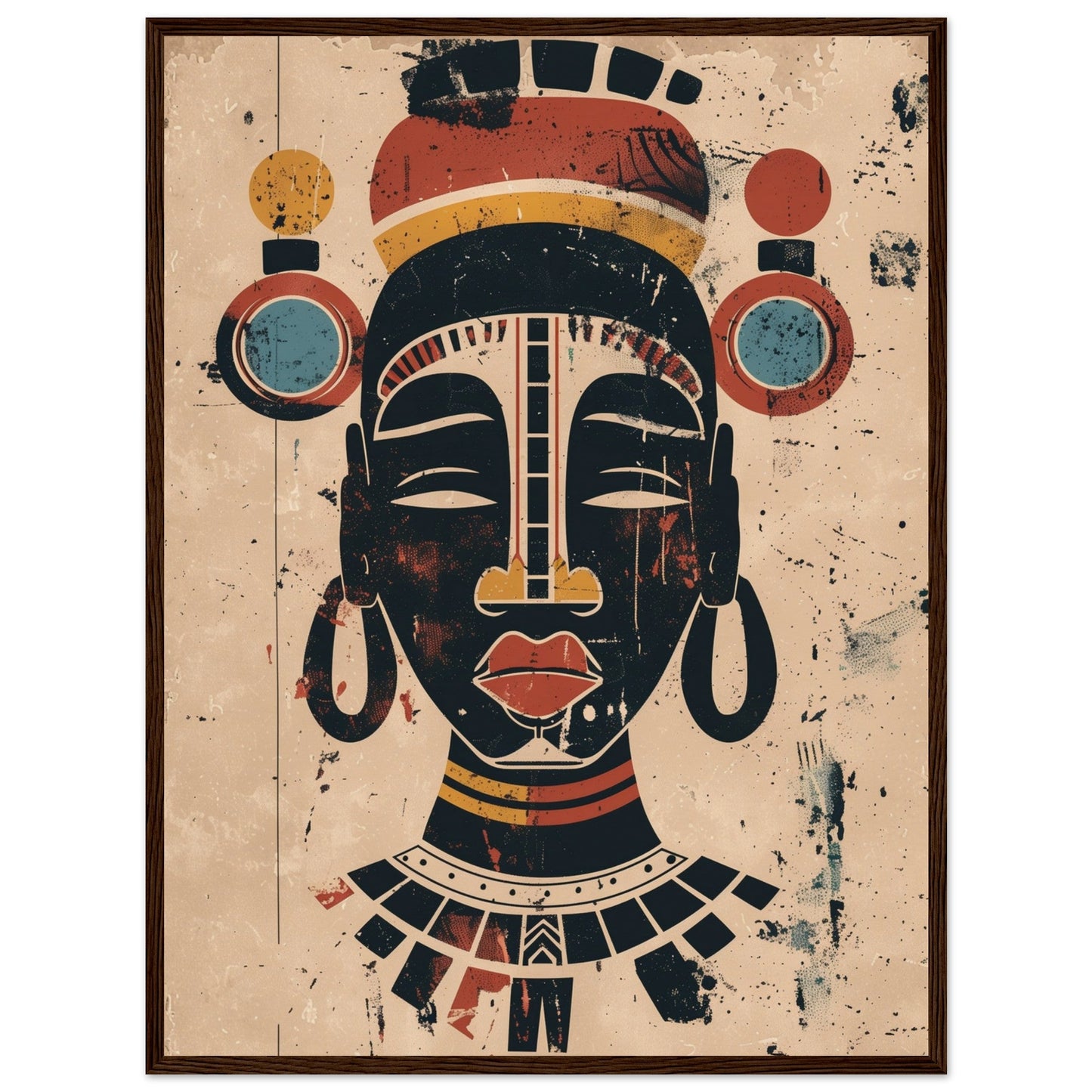 Poster Art Africain ( 60x80-cm-Bois-foncé)