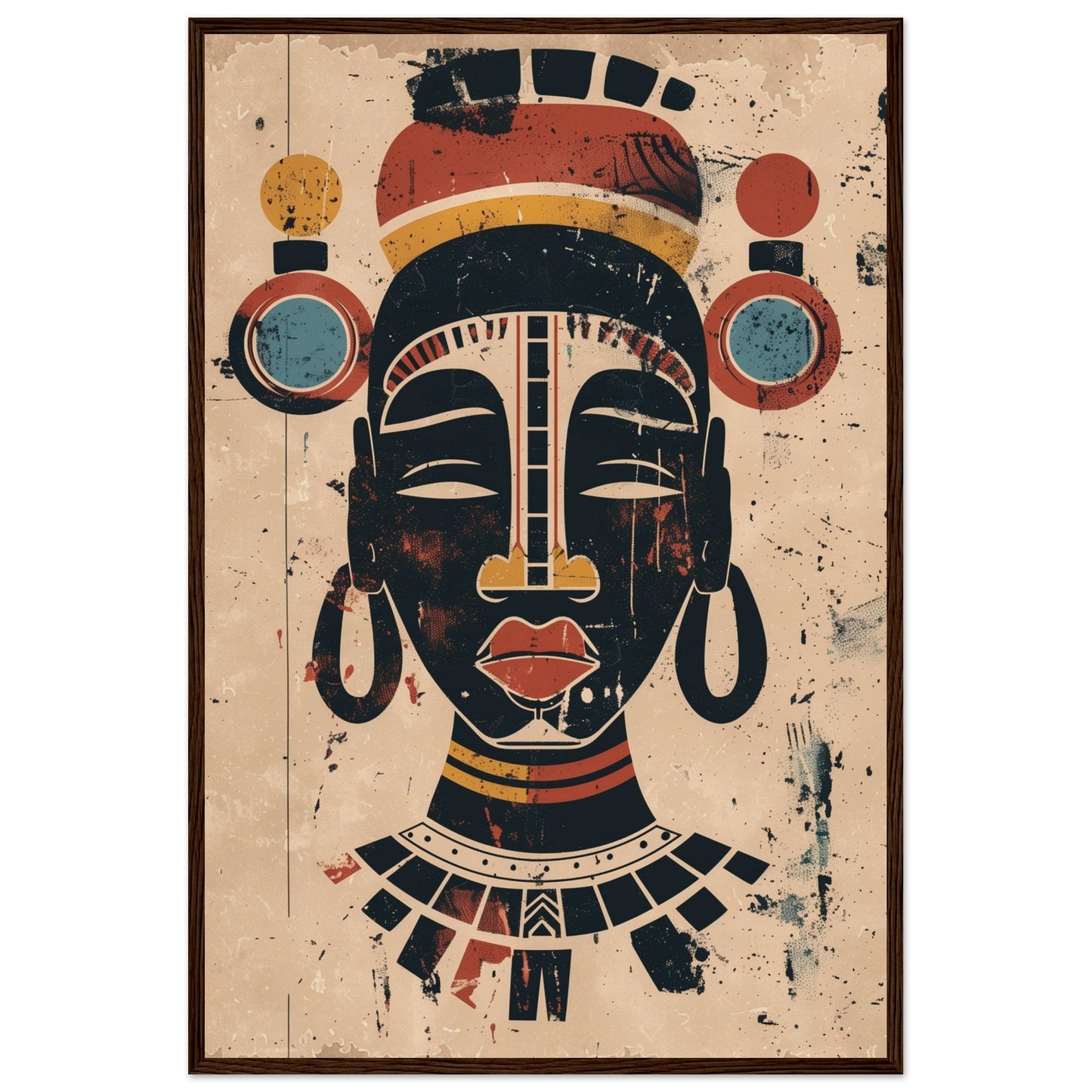 Poster Art Africain ( 60x90-cm-Bois-foncé)