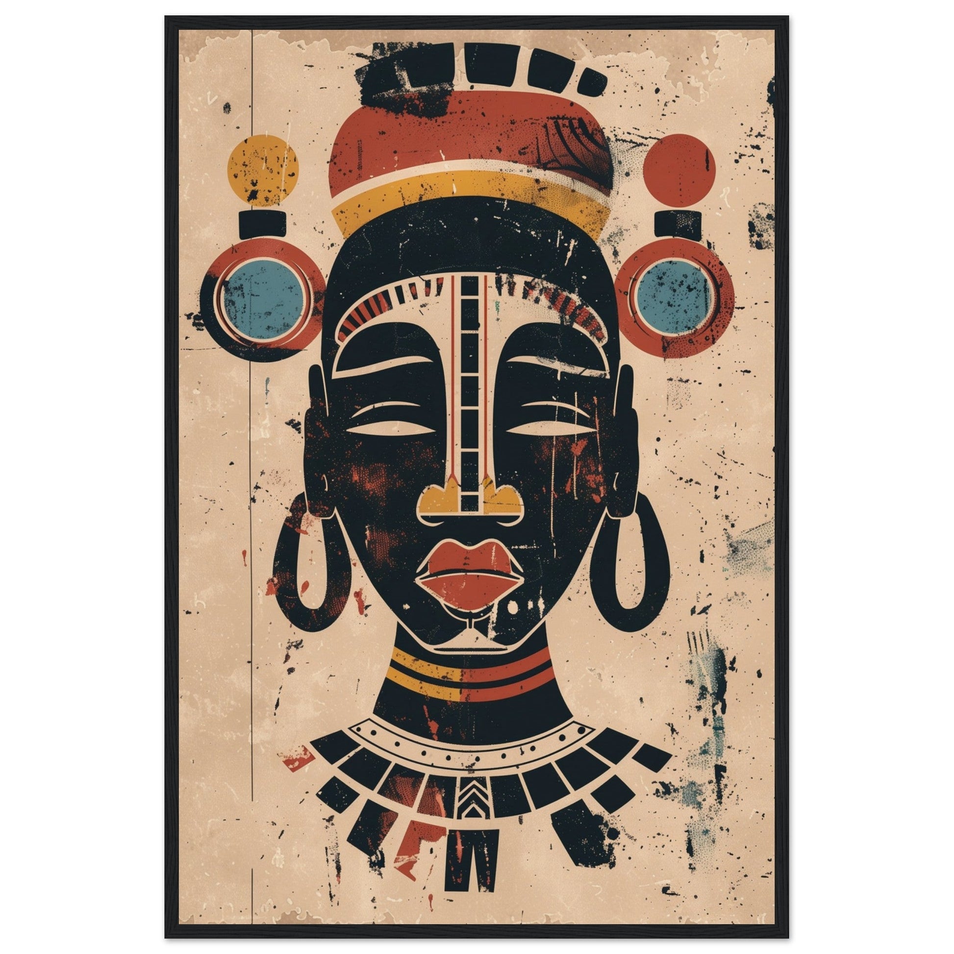 Poster Art Africain ( 60x90-cm-Bois-noir)