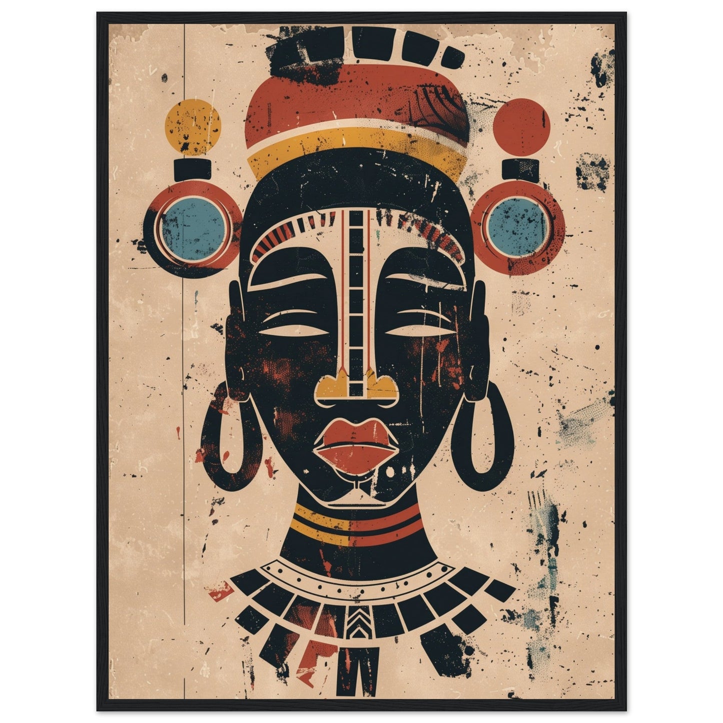 Poster Art Africain ( 60x80-cm-Bois-noir)