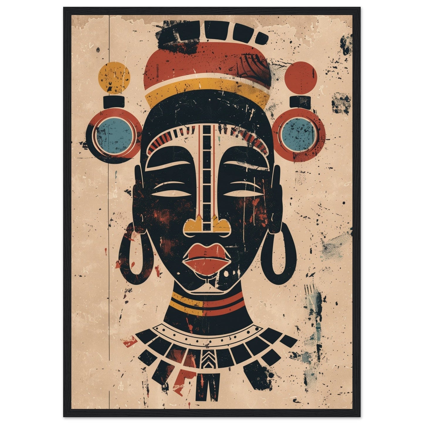 Poster Art Africain ( 50x70-cm-Bois-noir)