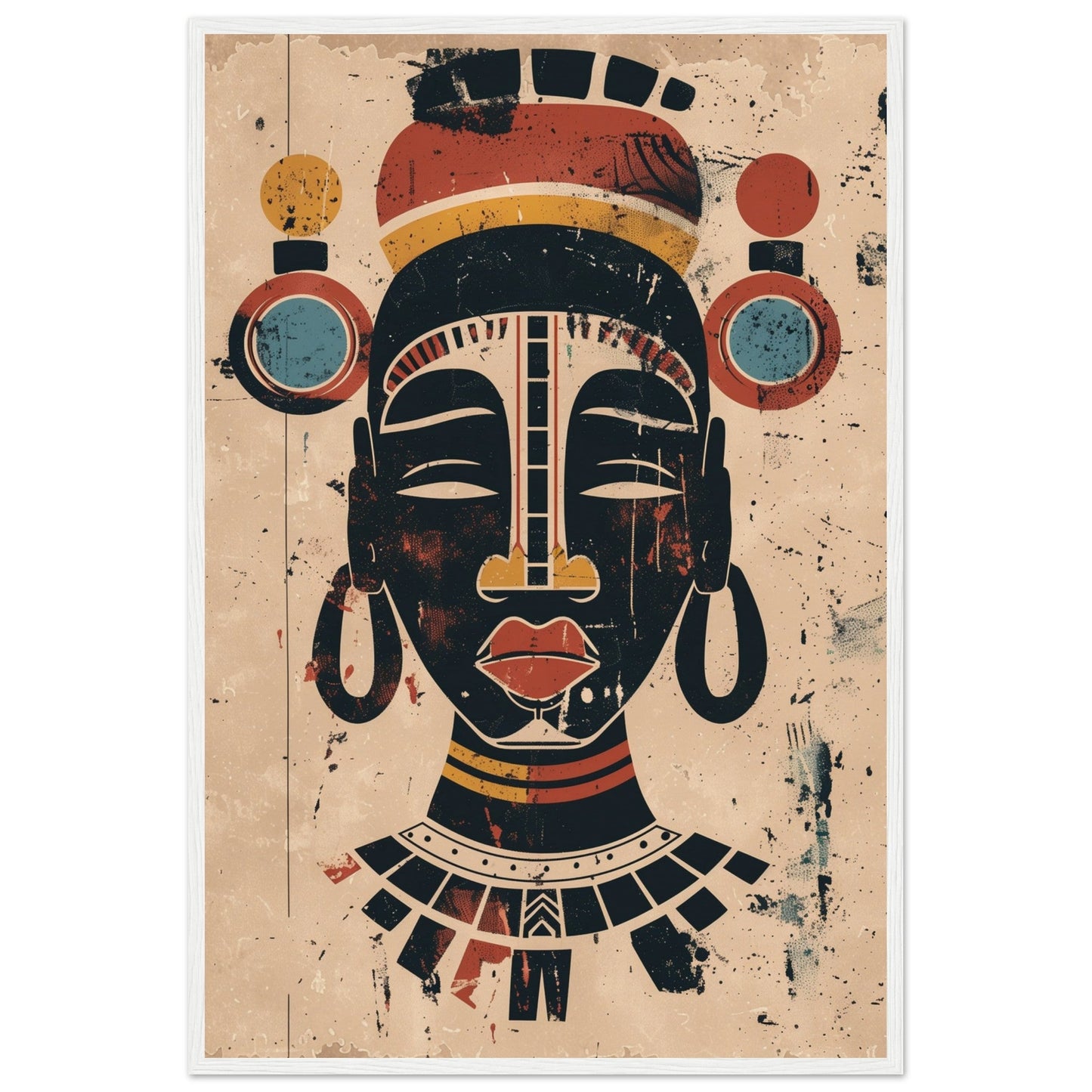 Poster Art Africain ( 60x90-cm-Bois-blanc)