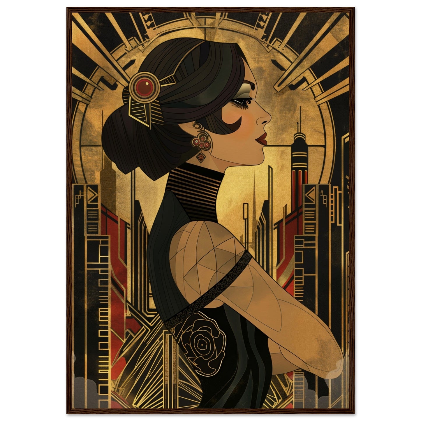 Poster Art Deco 1920 ( Bois-foncé-70x100-cm)