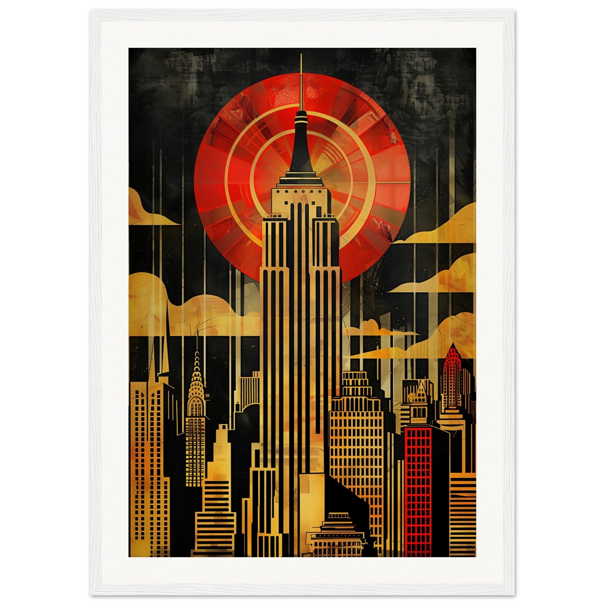 Poster Art Déco New York ( 50x70-cm-Bois-blanc)