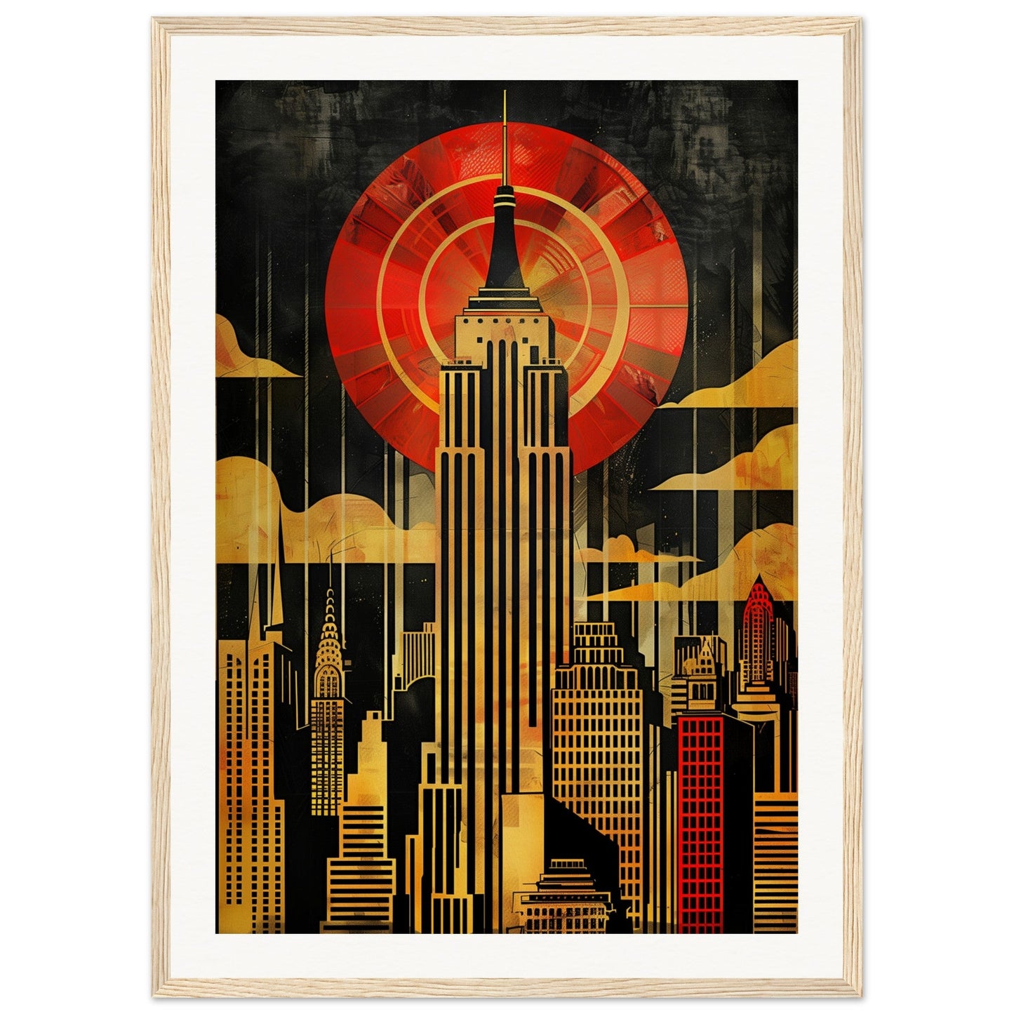 Poster Art Déco New York ( 50x70-cm-Bois-clair)