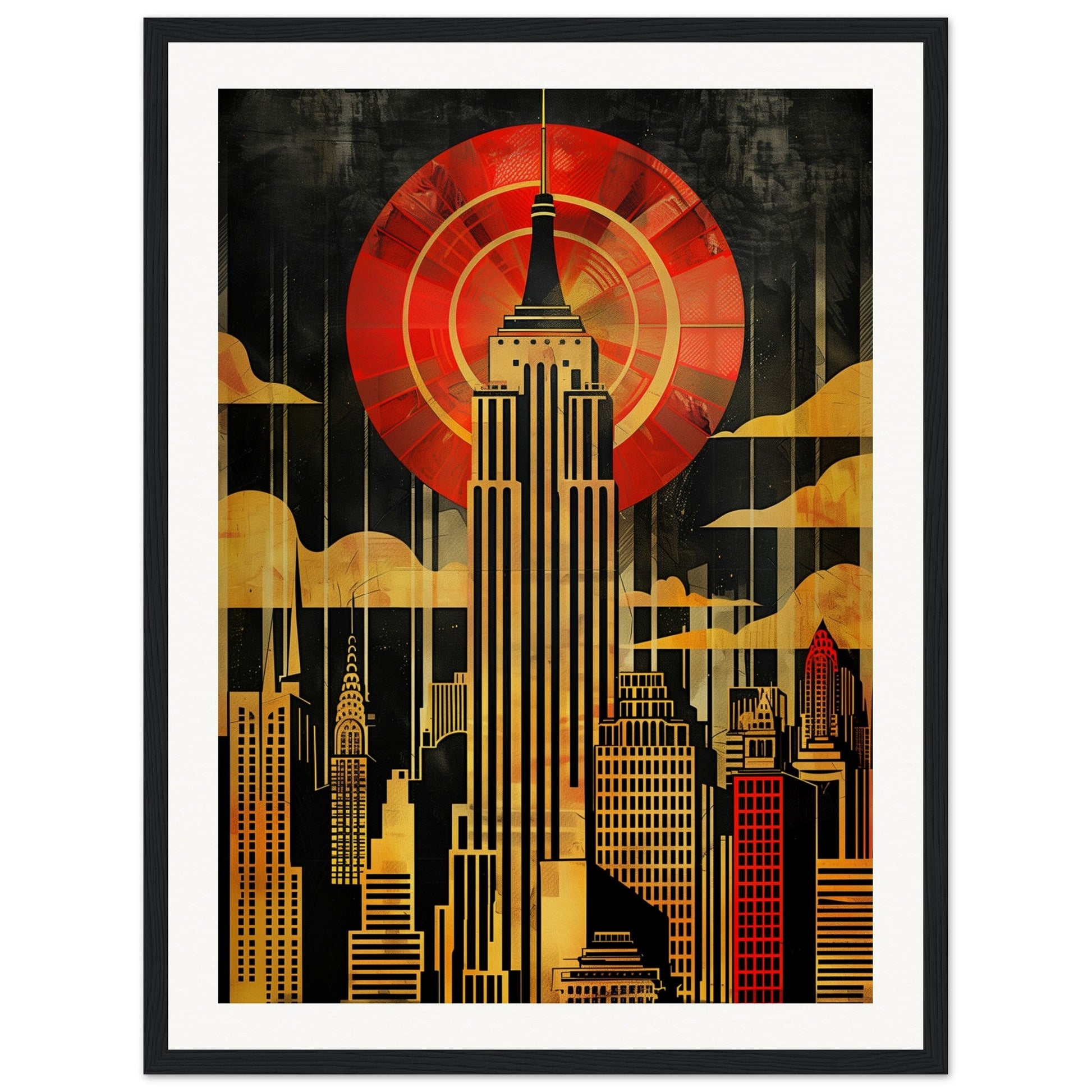 Poster Art Déco New York ( 45x60-cm-Bois-noir)