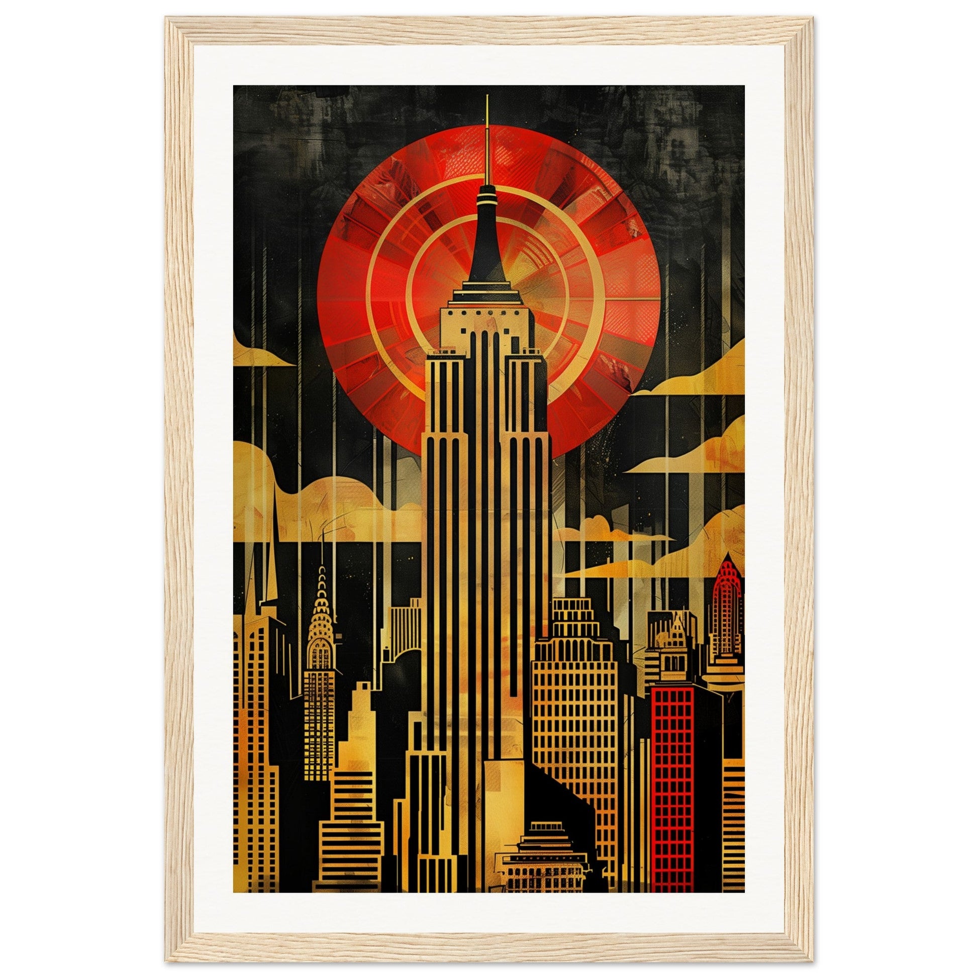 Poster Art Déco New York ( 30x45-cm-Bois-clair)