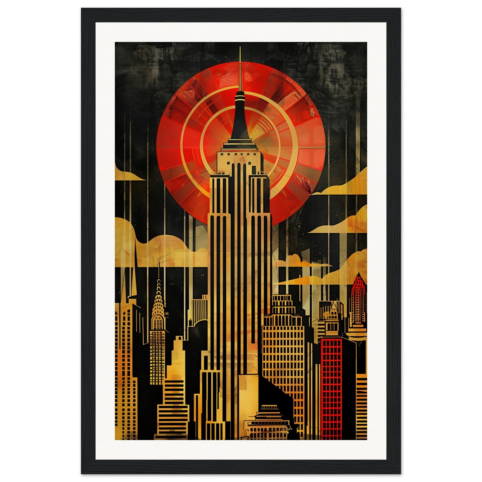 Poster Art Déco New York ( 30x45-cm-Bois-noir)