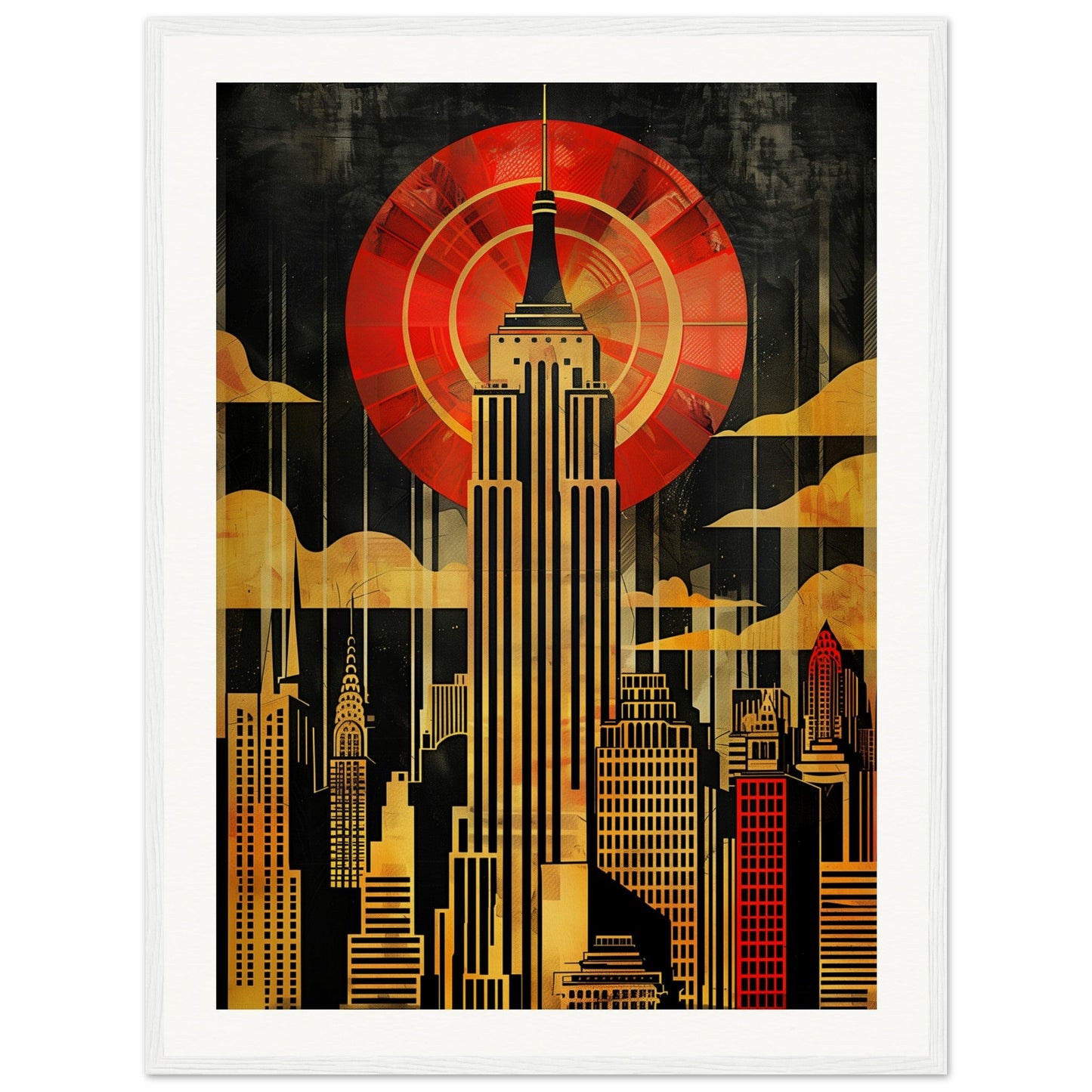 Poster Art Déco New York ( 60x80-cm-Bois-blanc)