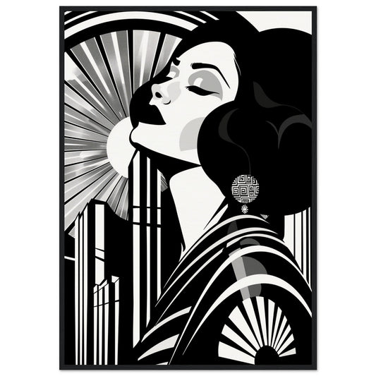 Poster Art Deco Noir et Blanc ( 70x100-cm-Bois-noir)