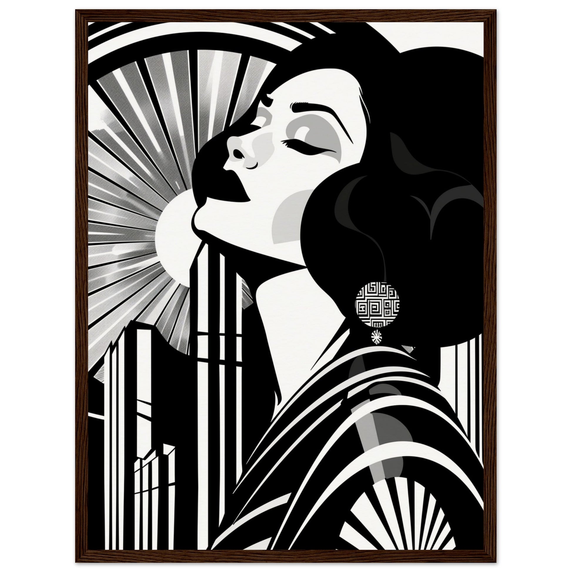 Poster Art Deco Noir et Blanc ( 45x60-cm-Bois-foncé)