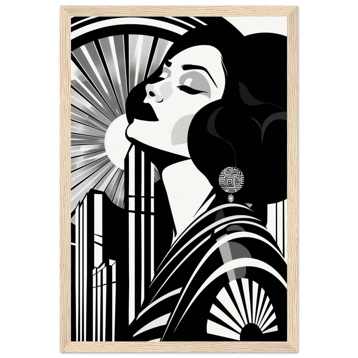 Poster Art Deco Noir et Blanc ( 30x45-cm-Bois-clair)