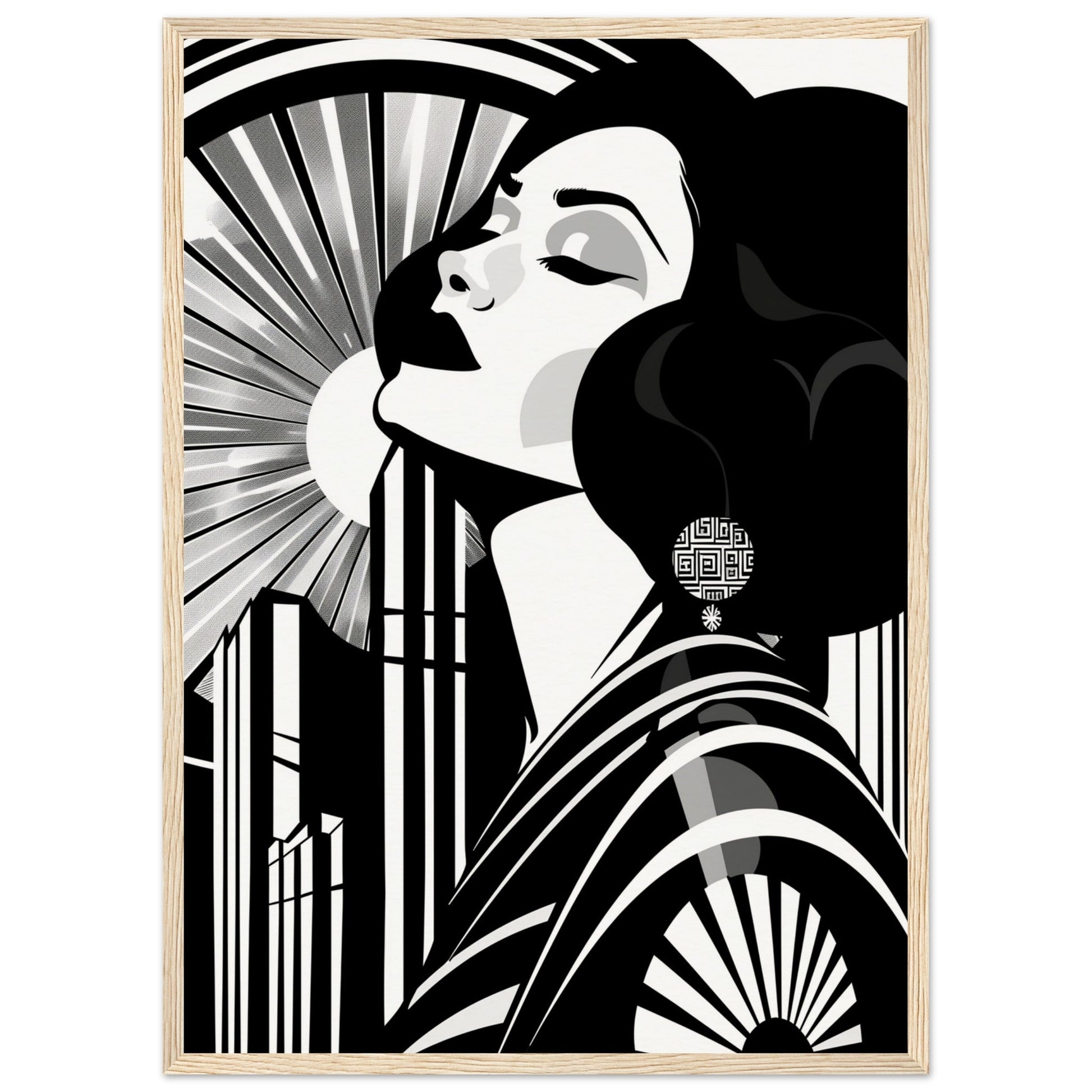 Poster Art Deco Noir et Blanc ( 50x70-cm-Bois-clair)