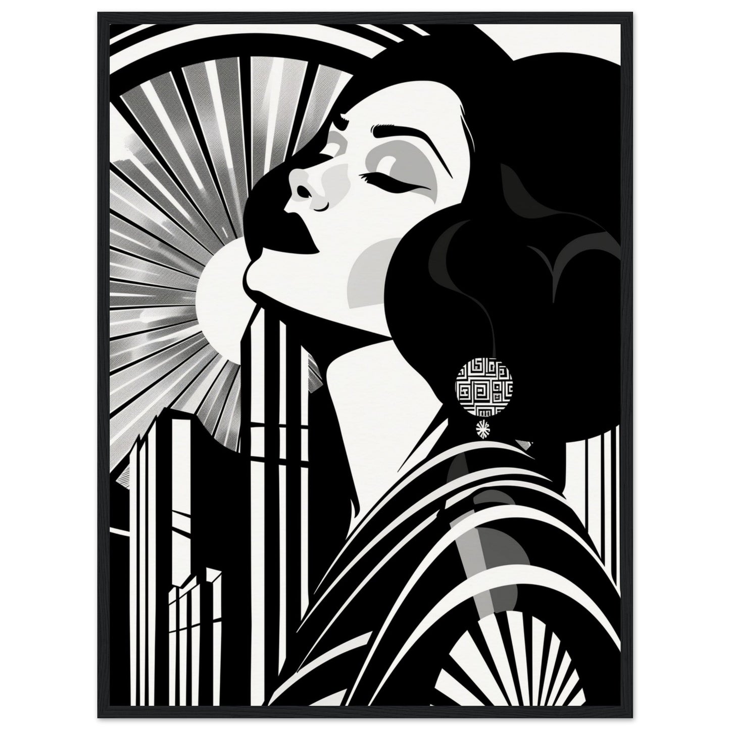 Poster Art Deco Noir et Blanc ( 60x80-cm-Bois-noir)