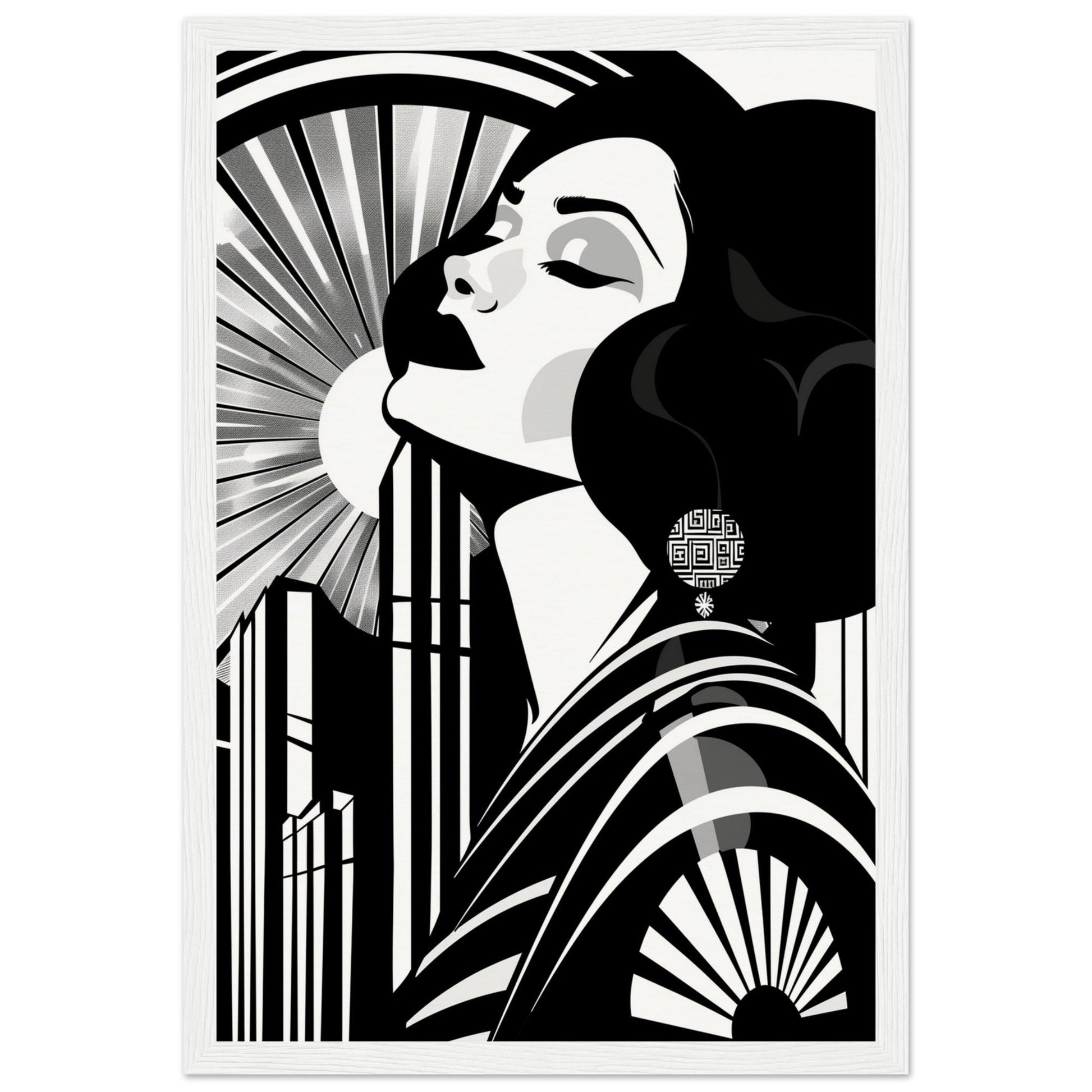 Poster Art Deco Noir et Blanc ( 30x45-cm-Bois-blanc)