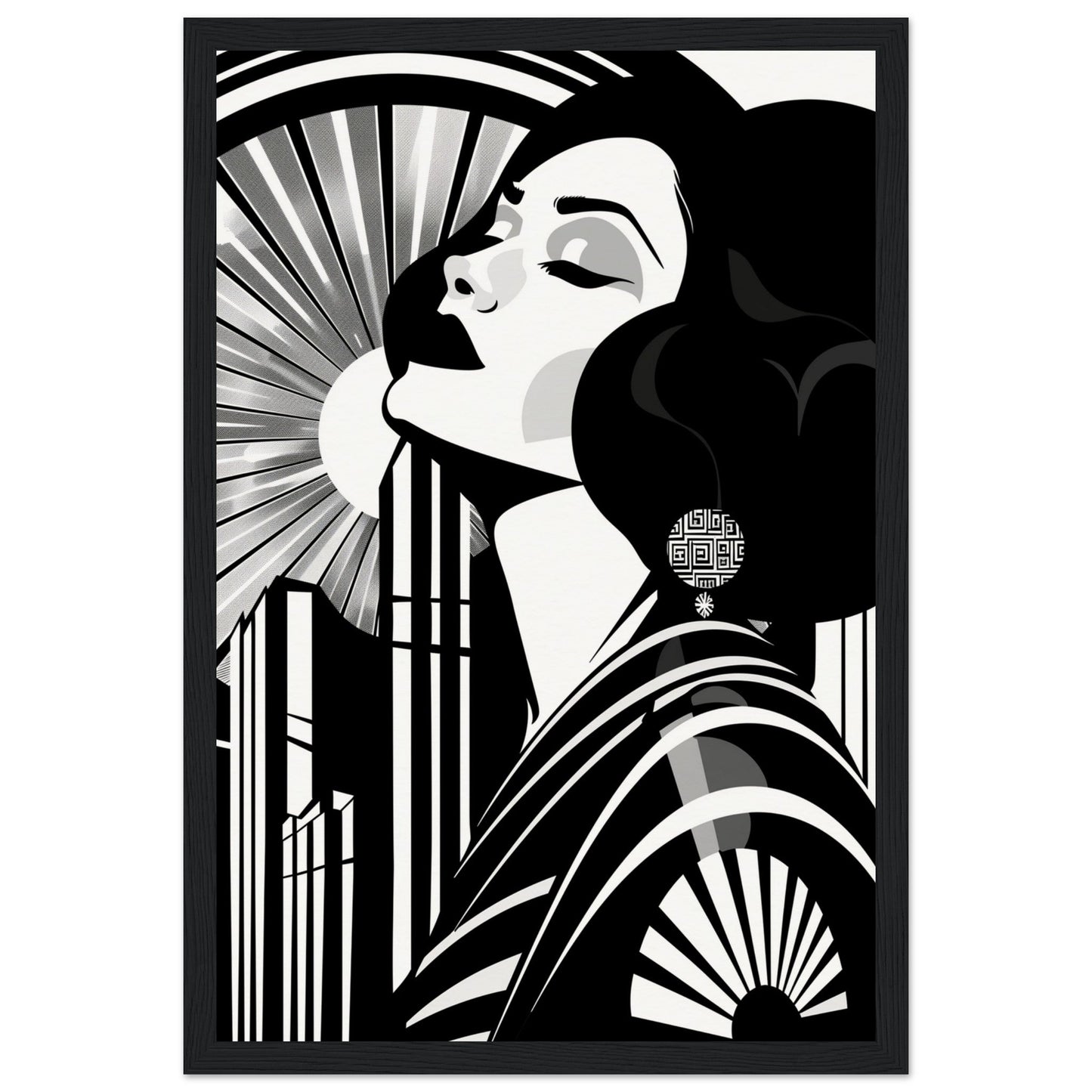 Poster Art Deco Noir et Blanc ( 30x45-cm-Bois-noir)