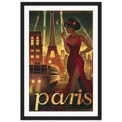 Poster Art Déco Paris ( 30x45-cm-Bois-noir)