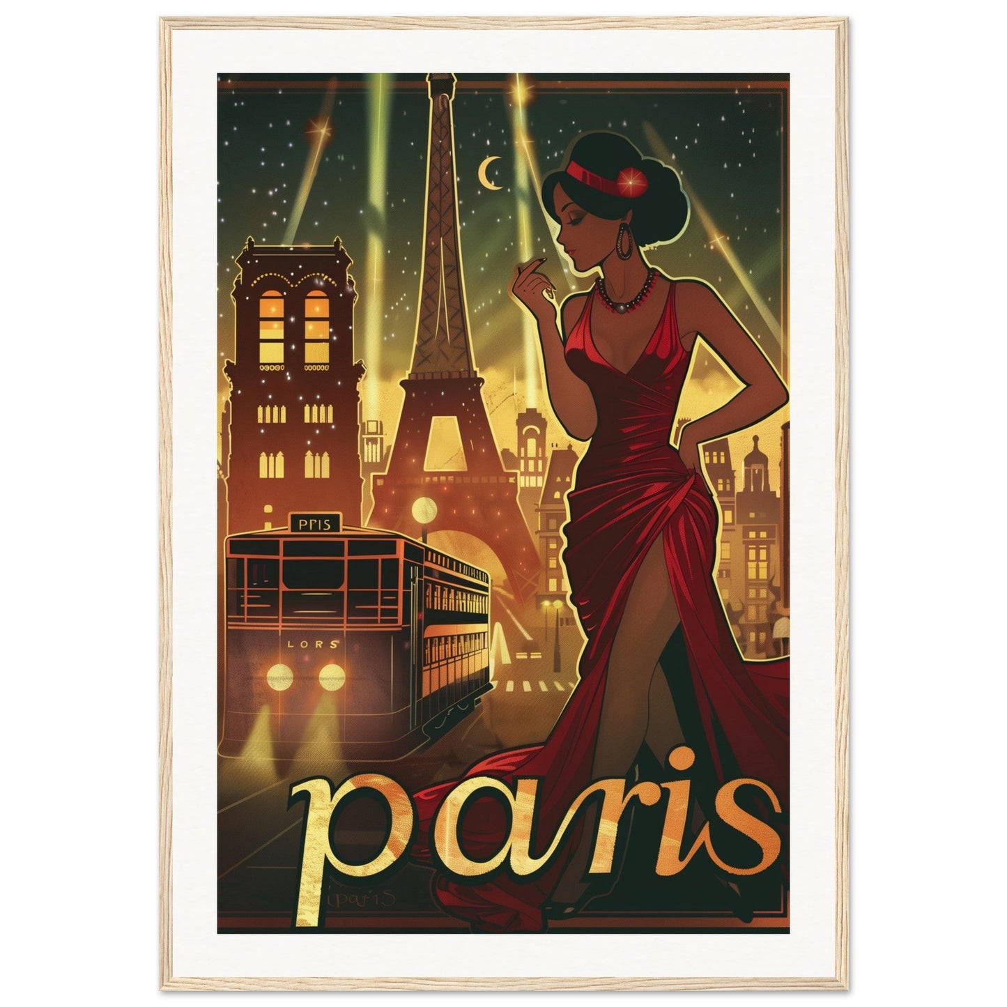 Poster Art Déco Paris ( 70x100-cm-Bois-clair)