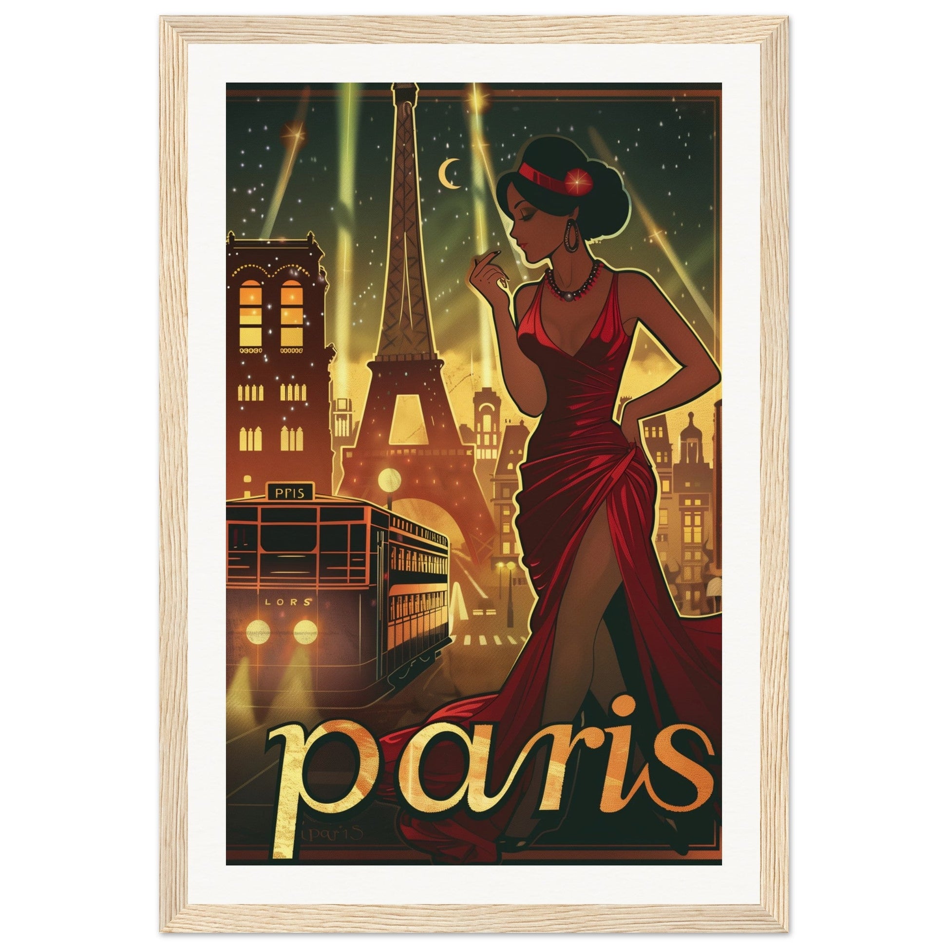 Poster Art Déco Paris ( 30x45-cm-Bois-clair)