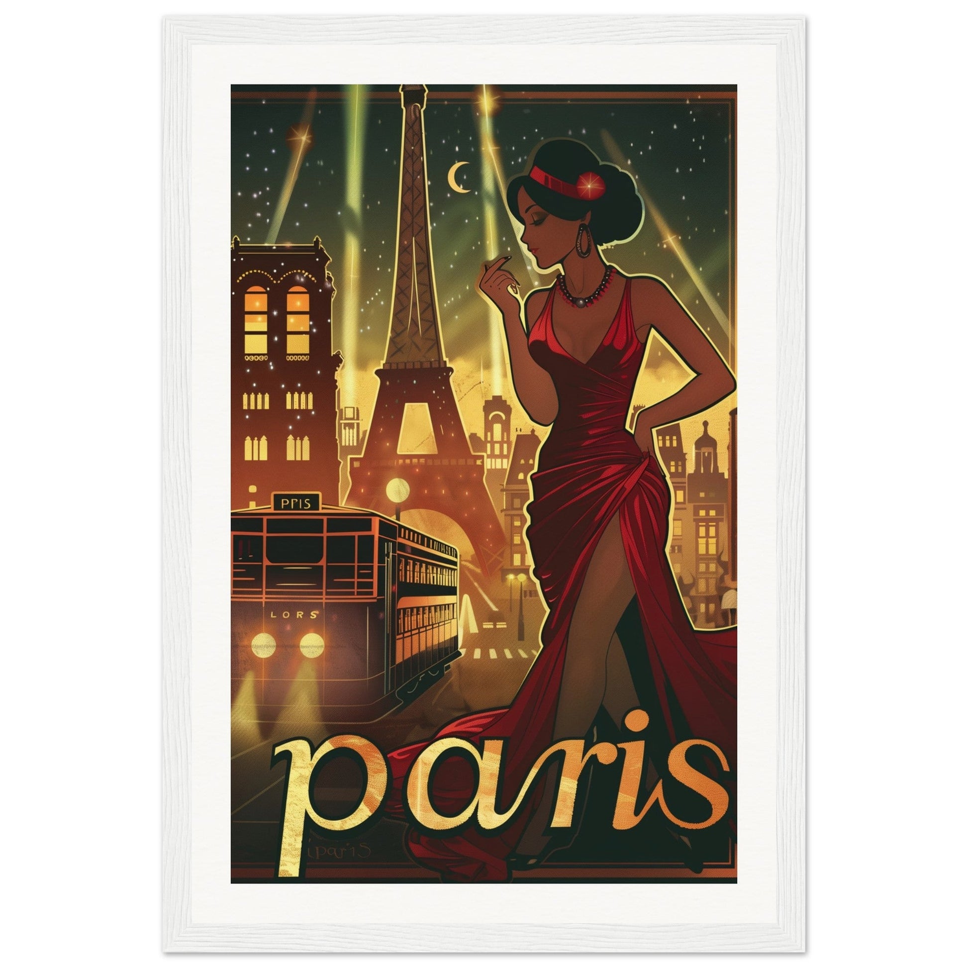 Poster Art Déco Paris ( 30x45-cm-Bois-blanc)